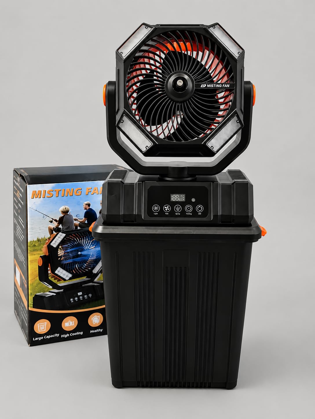 40000mAh Misting Fans for Outside, 15L Portable Outdoor Cooling Fan with Auto Oscillation, LED Light, Timer, Rechargeable Battery Powered Mister Fan for Camping, Beach, Patio customer photo 2