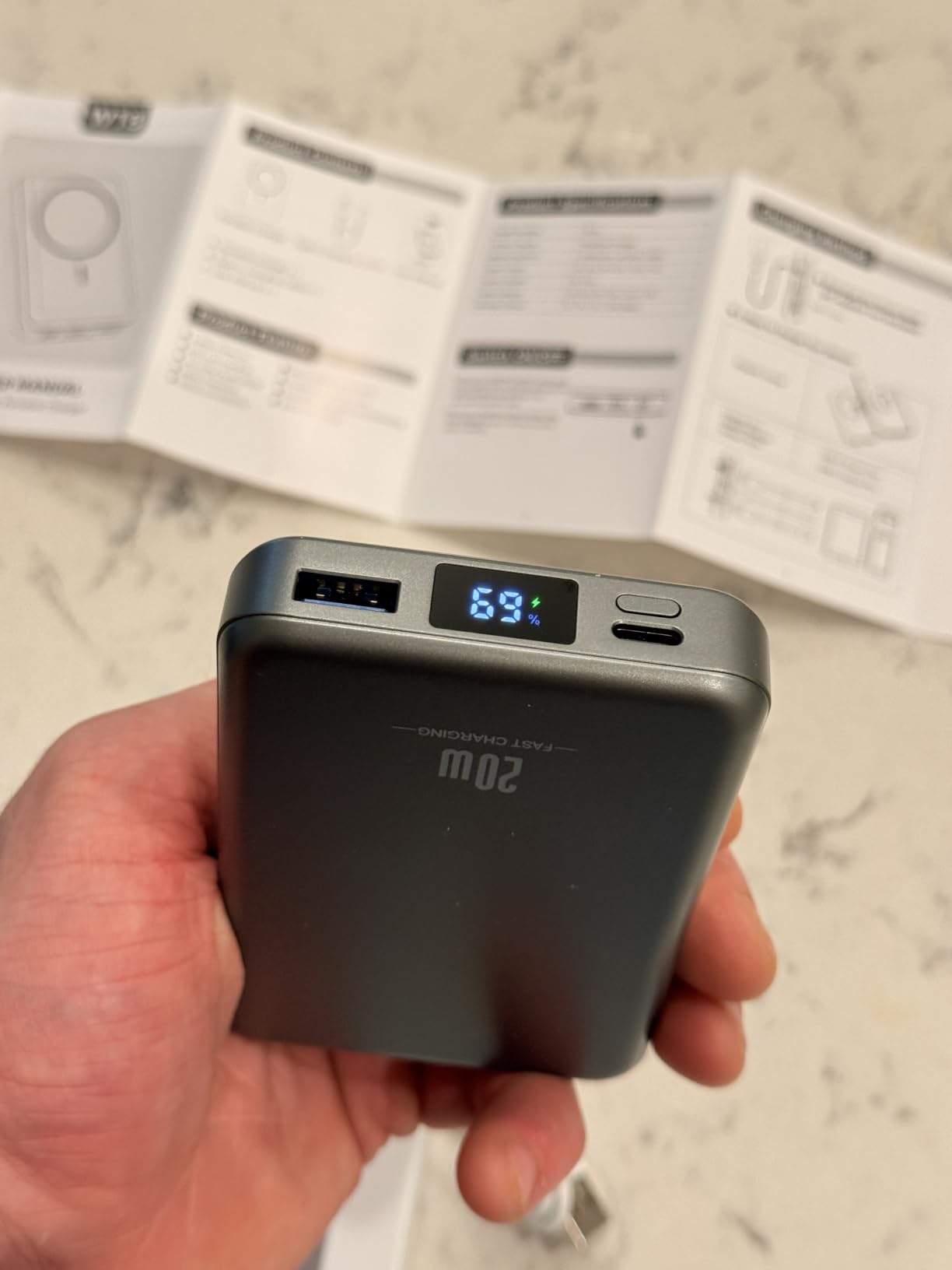 Magnetic Portable Charger 10000mAh, Fast Charging MagSafe Battery Pack | 20W USB-C Fast Charging PowerBank with LED Display, Travel Essentials Wireless Charger for iPhone 17/16/15/14/13/12, Gray customer photo 1
