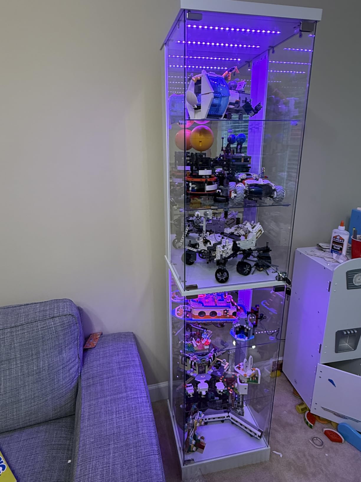Lvifur 6-Tier Tall Glass Display Cabinet with RGB Lights for Collectibles | 71