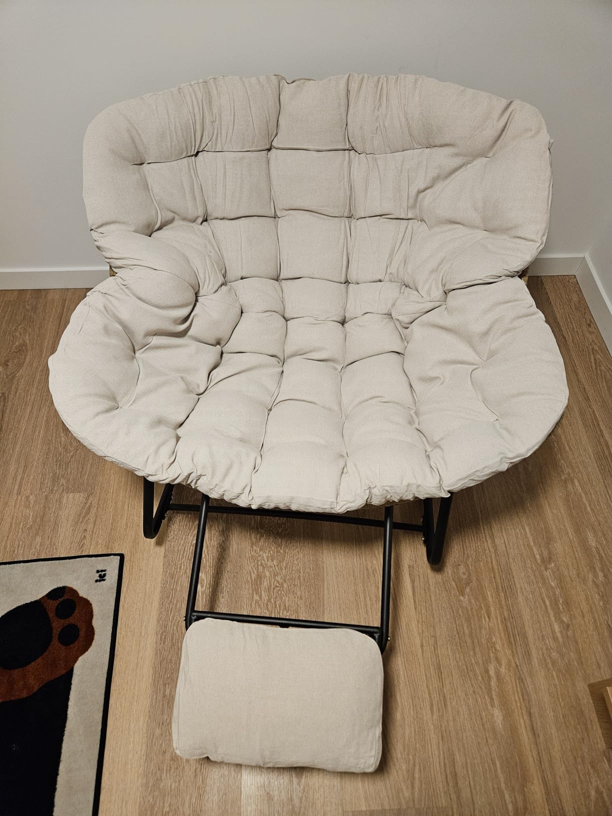 Oversized Rocking Chair with Zero-Gravity Foot Rest & Ottoman, Comfy Lounge Chair for Patio, Porch, Balcony, Indoor Reading Nook, Big Cozy Chaise Chair for Outdoor & Home Use, Grey customer photo 1
