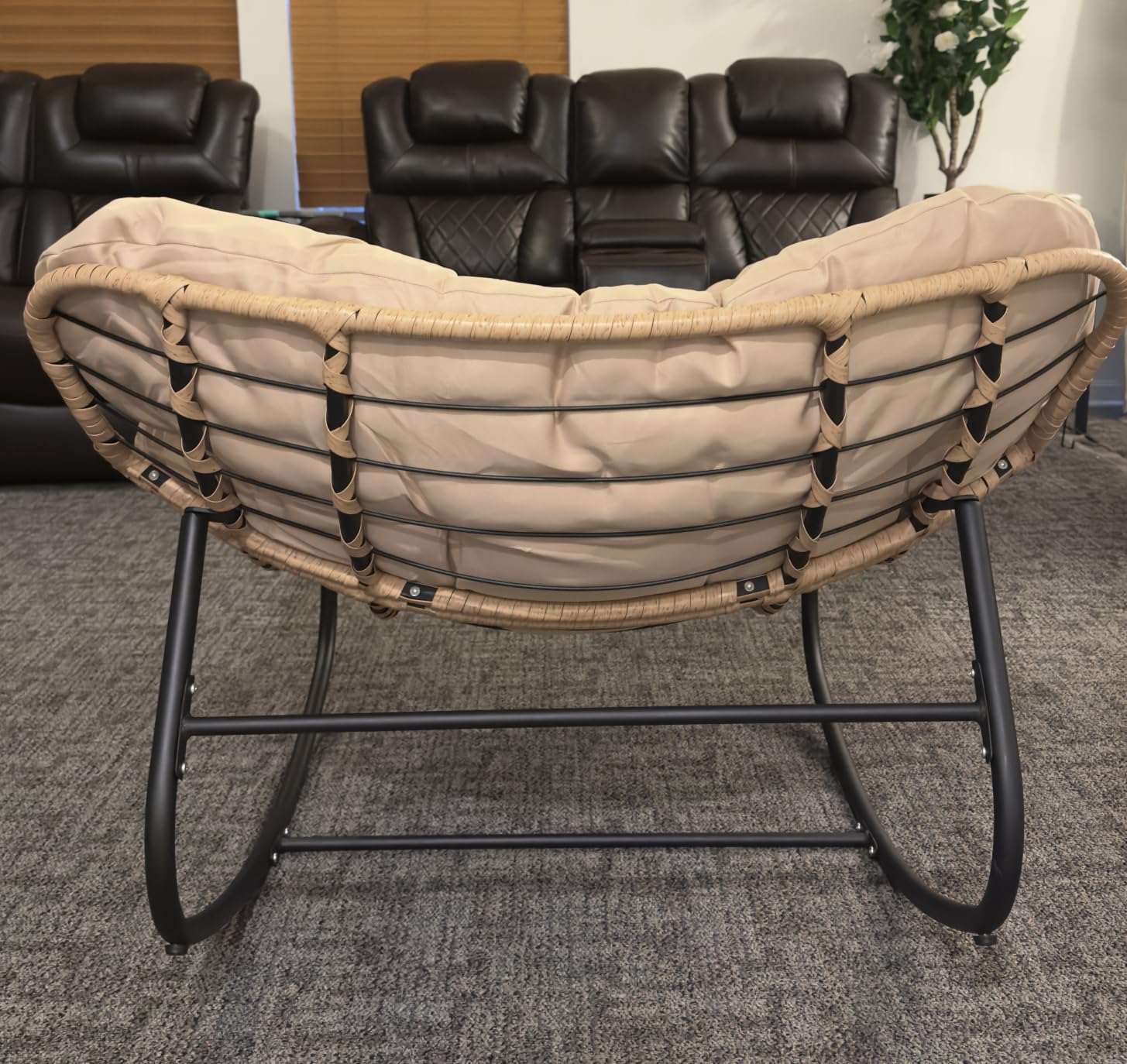 Oversized Rocking Chair with Zero-Gravity Foot Rest & Ottoman, Comfy Lounge Chair for Patio, Porch, Balcony, Indoor Reading Nook, Big Cozy Chaise Chair for Outdoor & Home Use, Grey customer photo 2