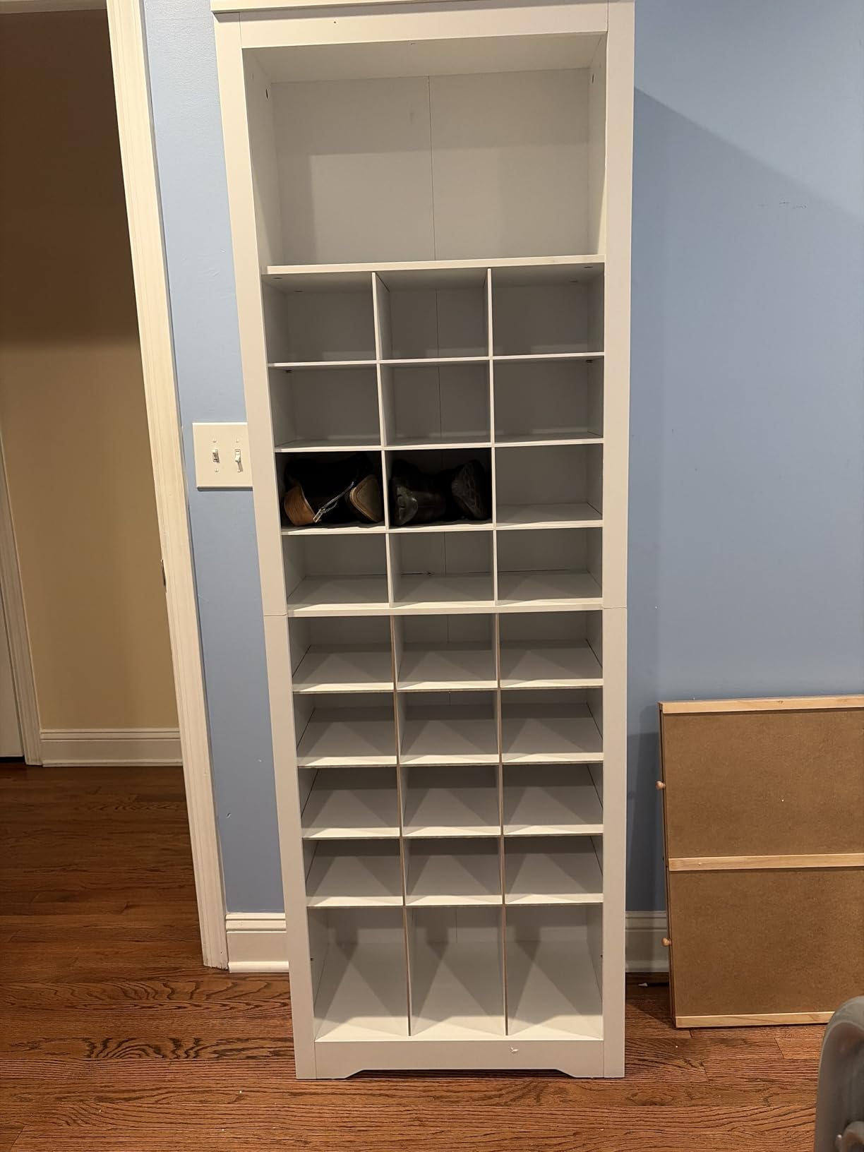 VASAGLE Tall Shoe Storage Cabinet, 10-Tier, Holds Up to 50 Pairs of Shoes, Vertical Wood Rack, 39.4 x 13.2 x 75.4 inch, for Entryway, Cloud White, HELAN Collection ULBS275WB01S customer photo 1