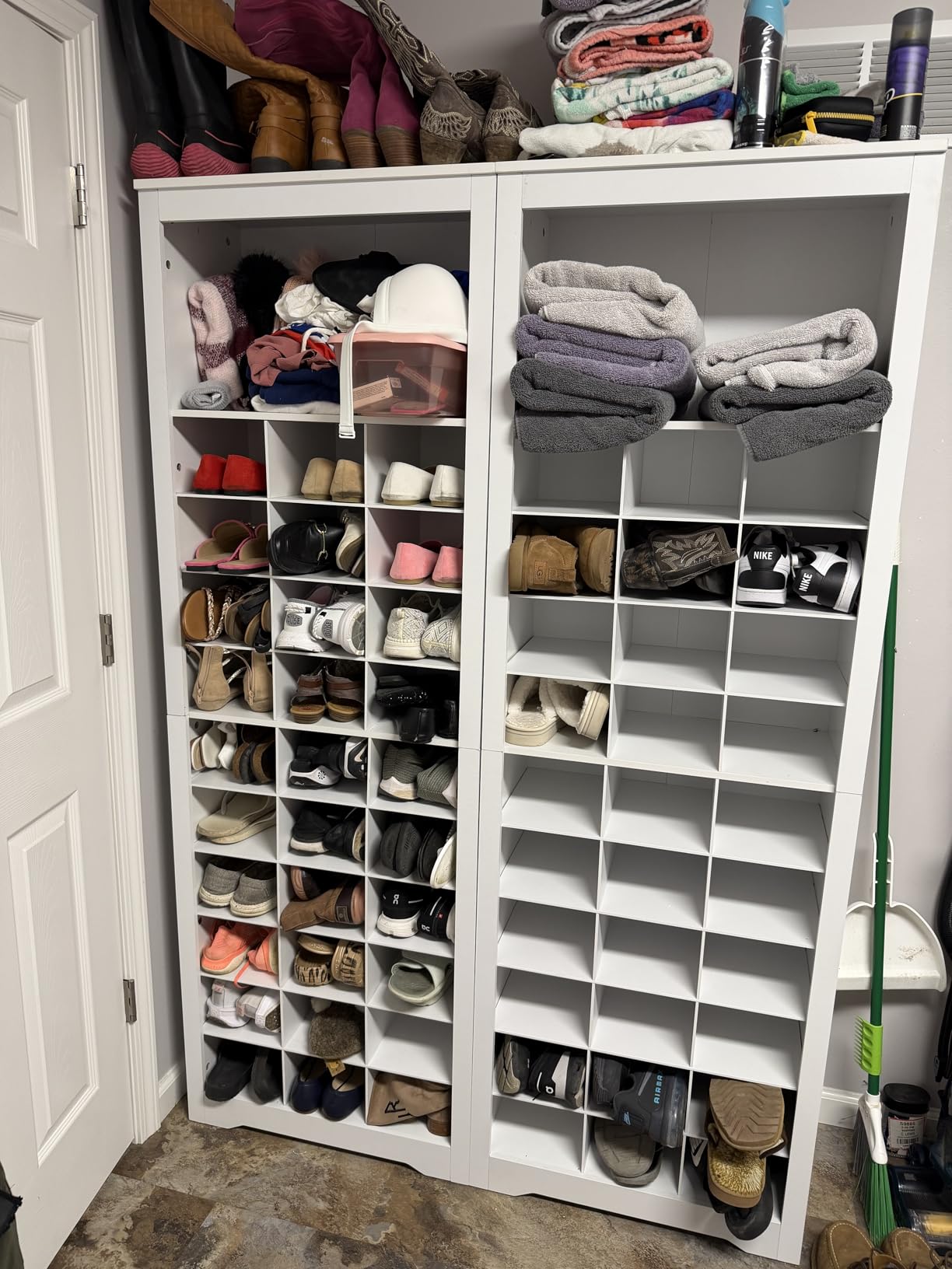 VASAGLE Tall Shoe Storage Cabinet, 10-Tier, Holds Up to 50 Pairs of Shoes, Vertical Wood Rack, 39.4 x 13.2 x 75.4 inch, for Entryway, Cloud White, HELAN Collection ULBS275WB01S customer photo 2