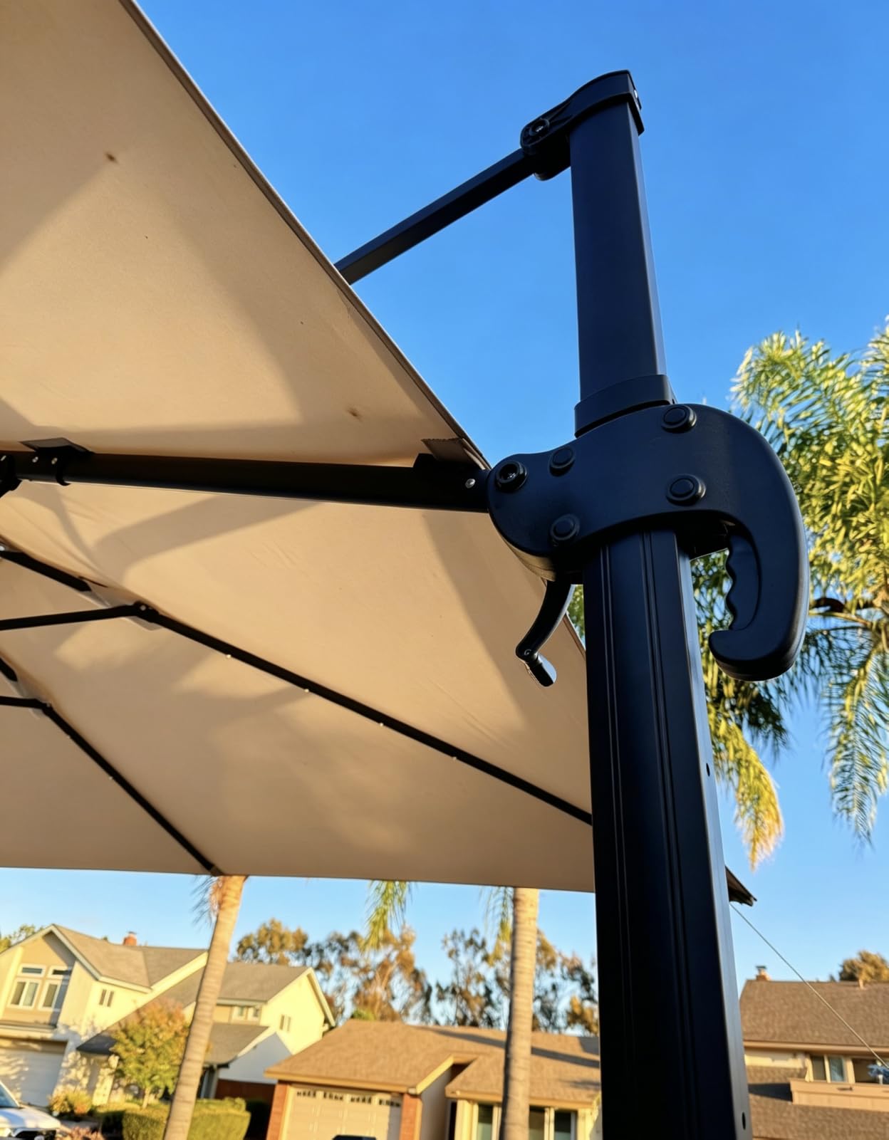 Kingdura 12' X 12' Cantilever Patio Umbrella with Double Top Vent, Large Square Aluminum Outdoor Offset Umbrella with 362-degree Rotation, Infinite Tilt, UV Protection for Pool Deck Garden Patio (Navy blue)(No base included) customer photo 1