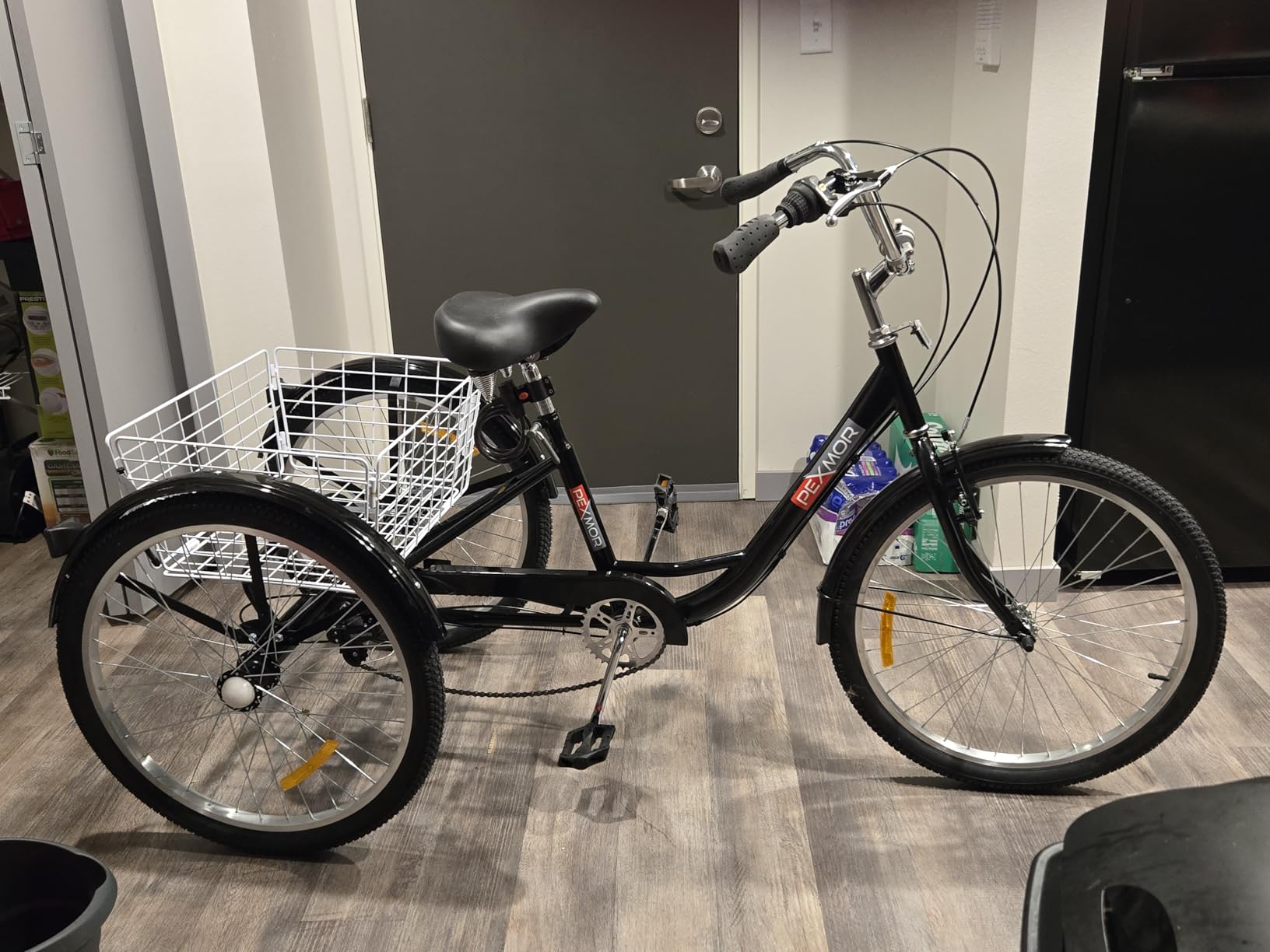 PEXMOR Adult Tricycle, 24/26 Inch 7 Speed 3 Wheel Bikes Tricycle for Adults, Adult Trike for Women/Men, Cruiser Bike w/Folding Front & Rear Basket for Shopping/Recreation customer photo 1