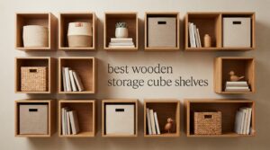 best wooden storage cube shelves