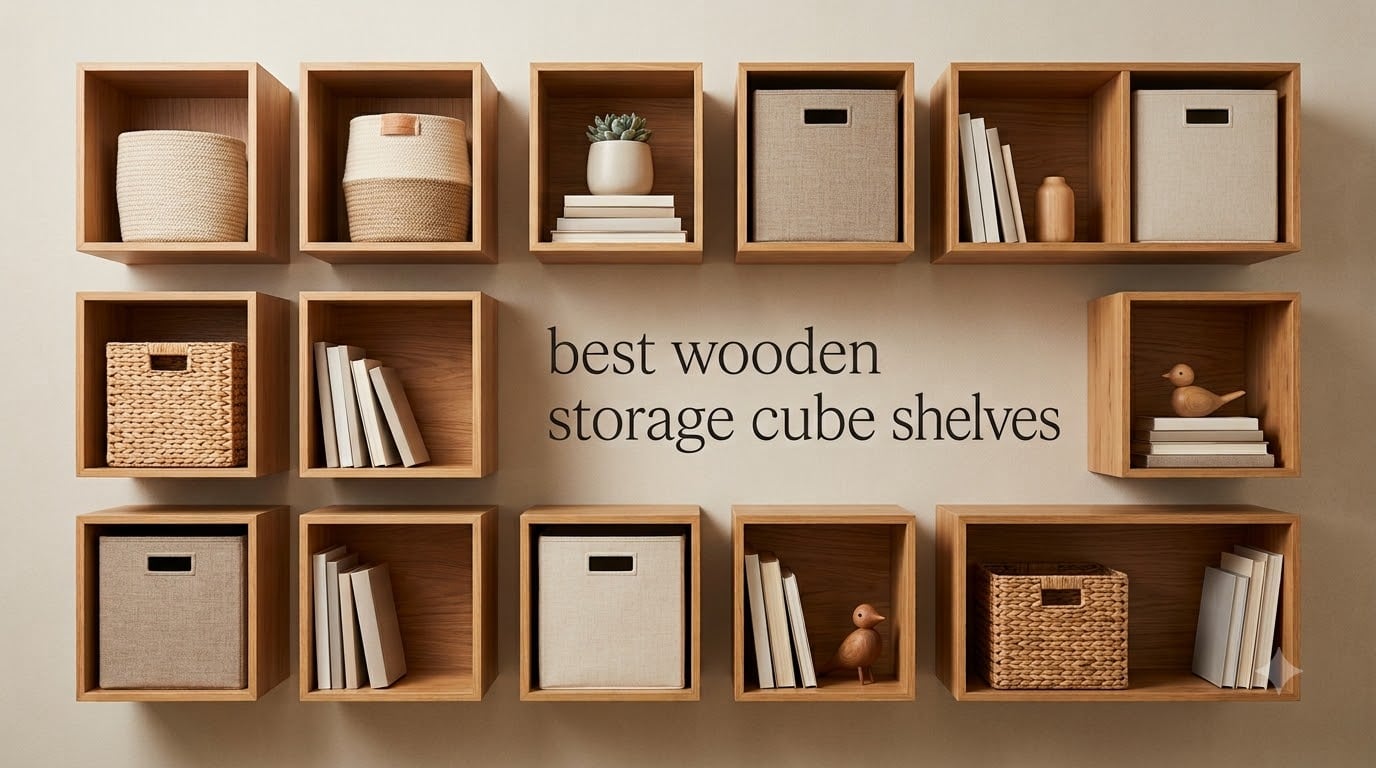 best wooden storage cube shelves