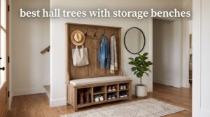best hall trees with storage benches