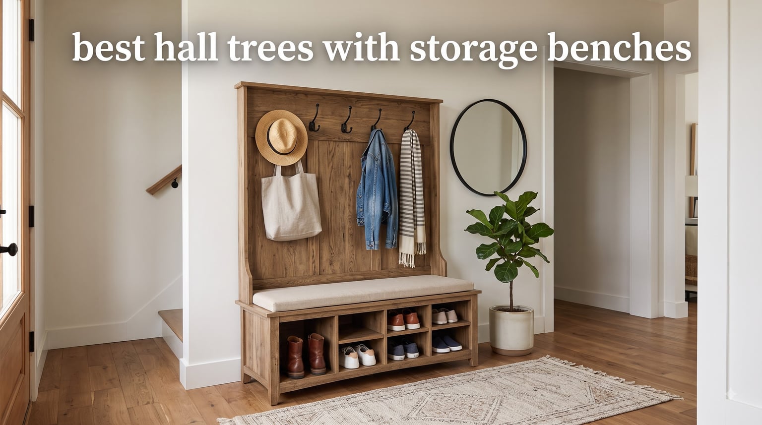 best hall trees with storage benches