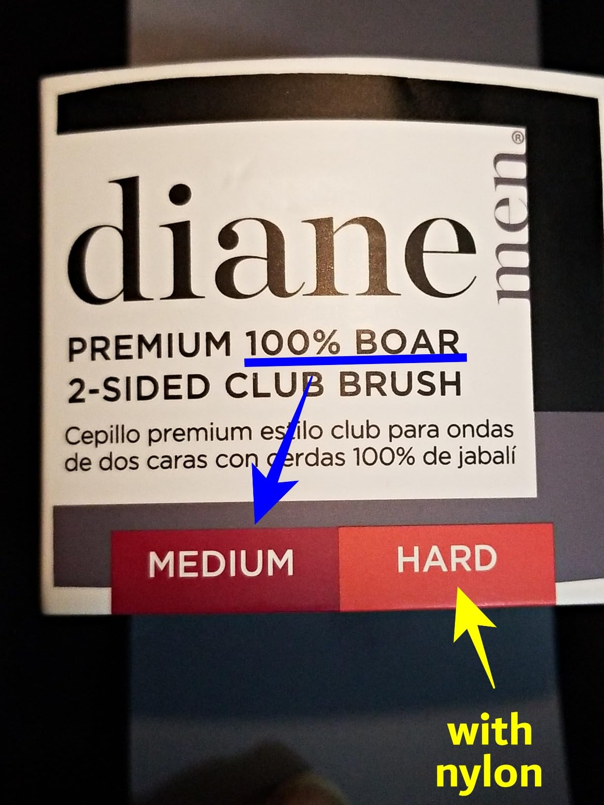 Diane Premium 100% Boar Bristle 2-Sided Club Brush for Men, Wood Handle customer photo 2