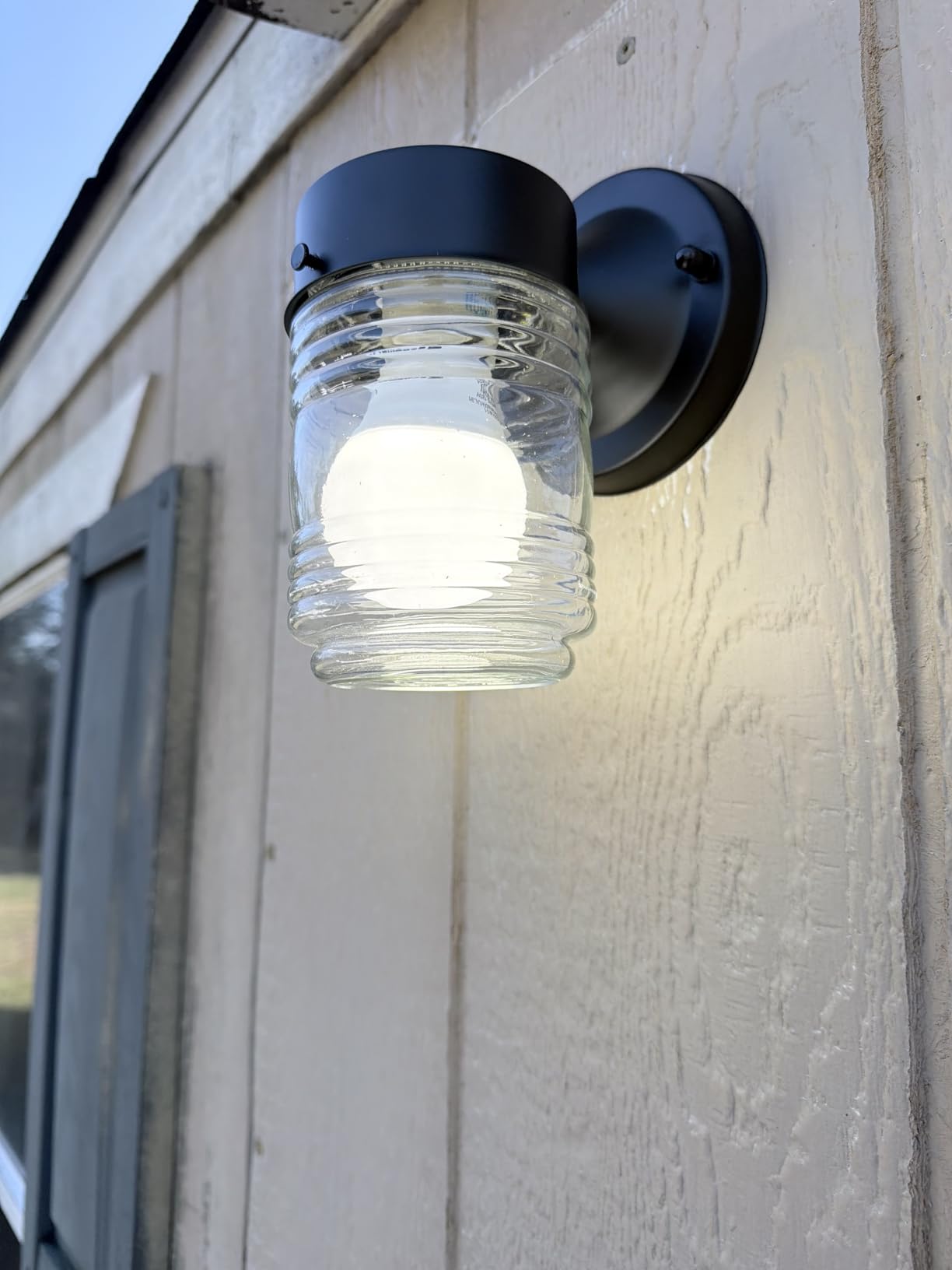Design House Jelly Jar Outdoor Wall Light, Matte Black customer photo 2