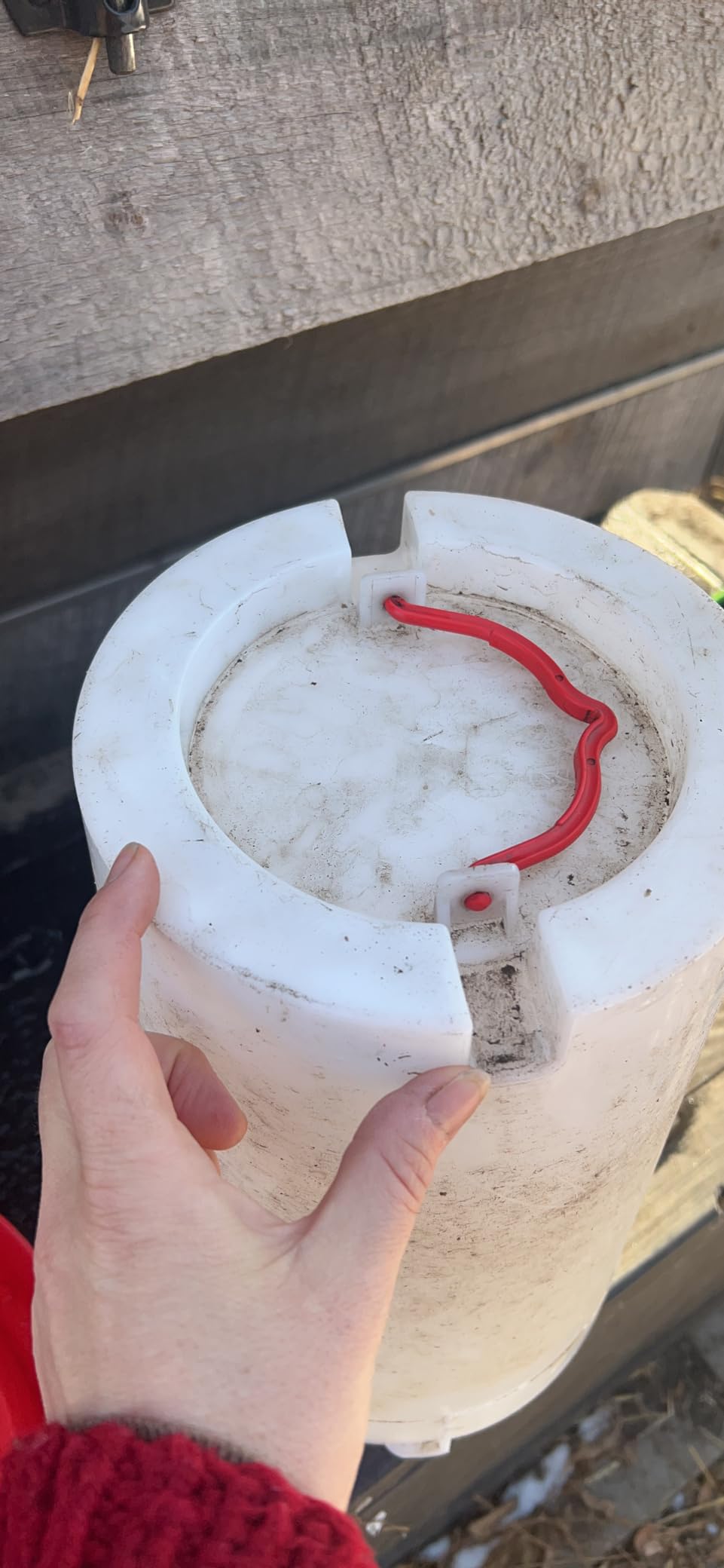 Farm Innovators Thermostatically Controlled Heated 3 Gallon Plastic Outdoor Year Round Hanging Water Fountain for Poultry Watering, Red customer photo 2