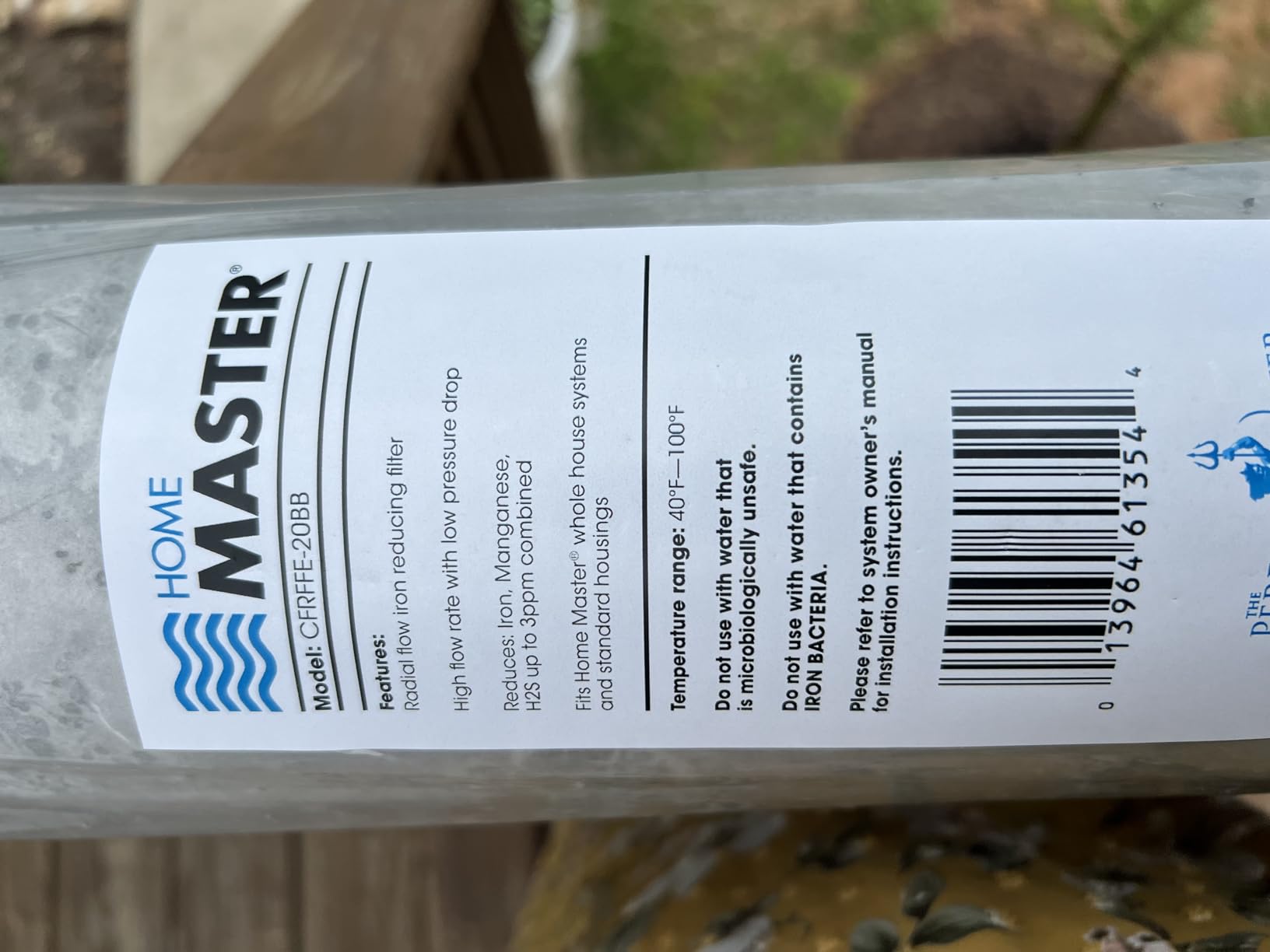 Home Master CFRFFE-20BB Replacement Whole House Iron Filter, Radial Flow 15gpm, Filters Soluble Iron, Manganese, H2S Sulfur, Up To 3ppm Combined, Stops Staining & Odors, 20” x 4.5