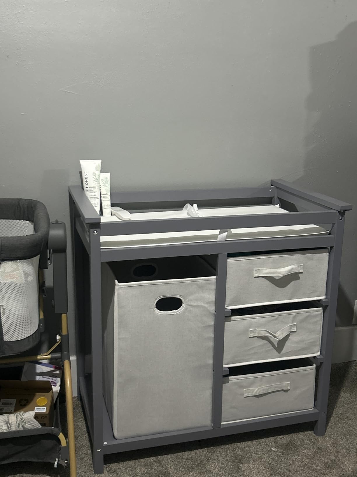 Badger Basket Baby Changing Table with Laundry Hamper & Storage - White customer photo 1