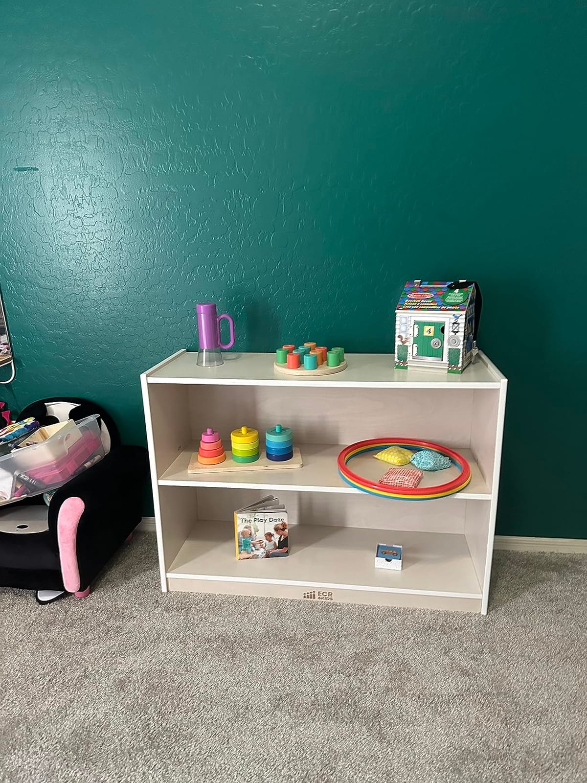 ECR4Kids 2-Shelf Mobile Storage Cabinet, Classroom Furniture, Natural customer photo 1