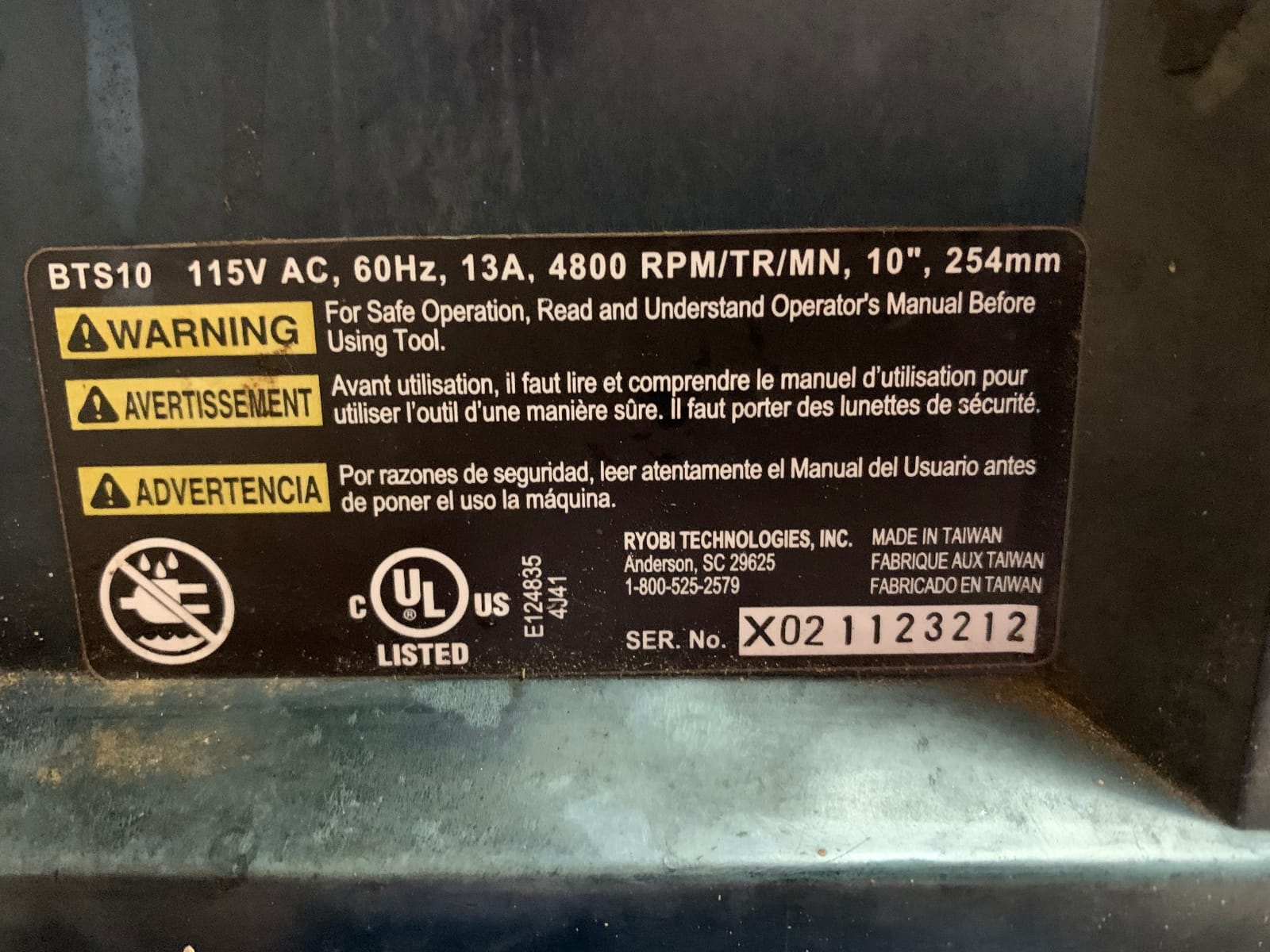 Ryobi RTS10 10