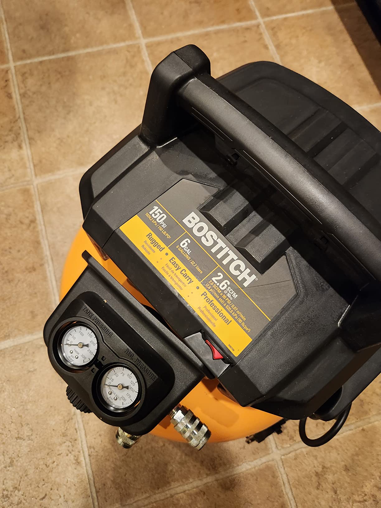 BOSTITCH Pancake Air Compressor, Oil-Free, 6 Gallon, 150 PSI (BTFP02012) customer photo 1