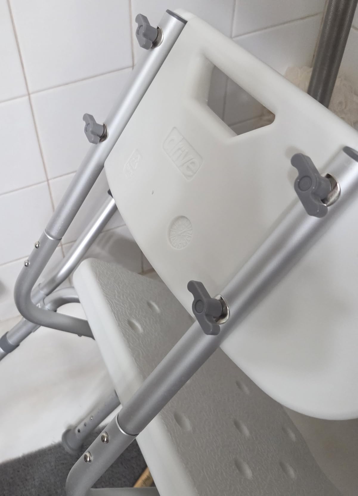 Drive Medical Premium Shower Chair with Back and Padded Arms, White customer photo 1
