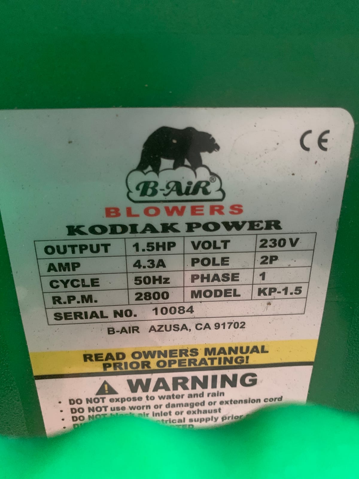 B-Air Kodiak 1.5 HP ETL Air Blower | Powerful Bounce House Blower Fan for Large Inflatable Bounce House, Bouncy Castle and Slides , Green customer photo 2