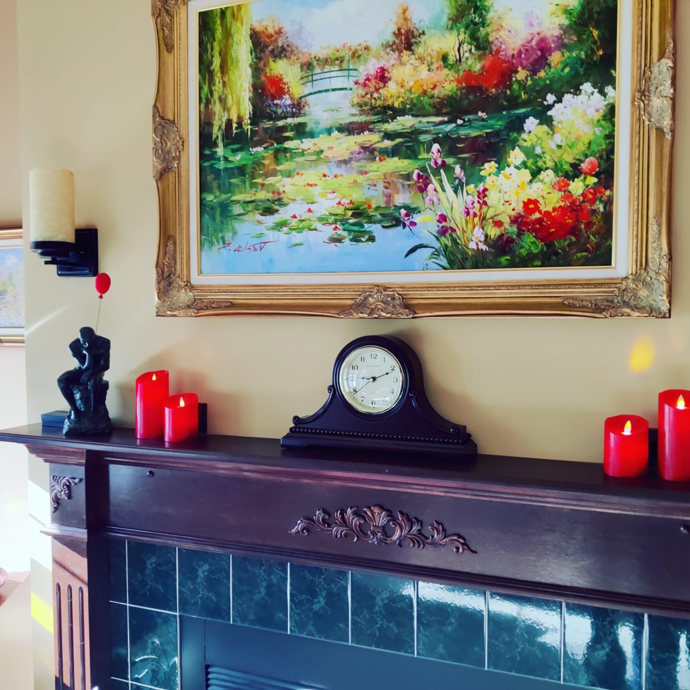 Mantel Clocks, Battery Operated, Silent Wood Mantle Clock with Westminster Chimes On The Hour, Solid Wooden Shelf Decorative Chiming Table Clock, 9