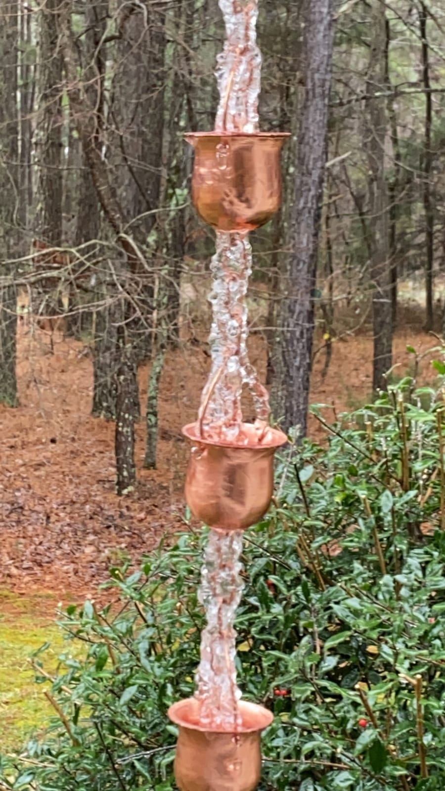Copper Rain Chain – Decorative Chimes & Cups Replace Gutter Downspout & Divert Water Away from Home for Stunning Fountain Display – for Universal Fit customer photo 2
