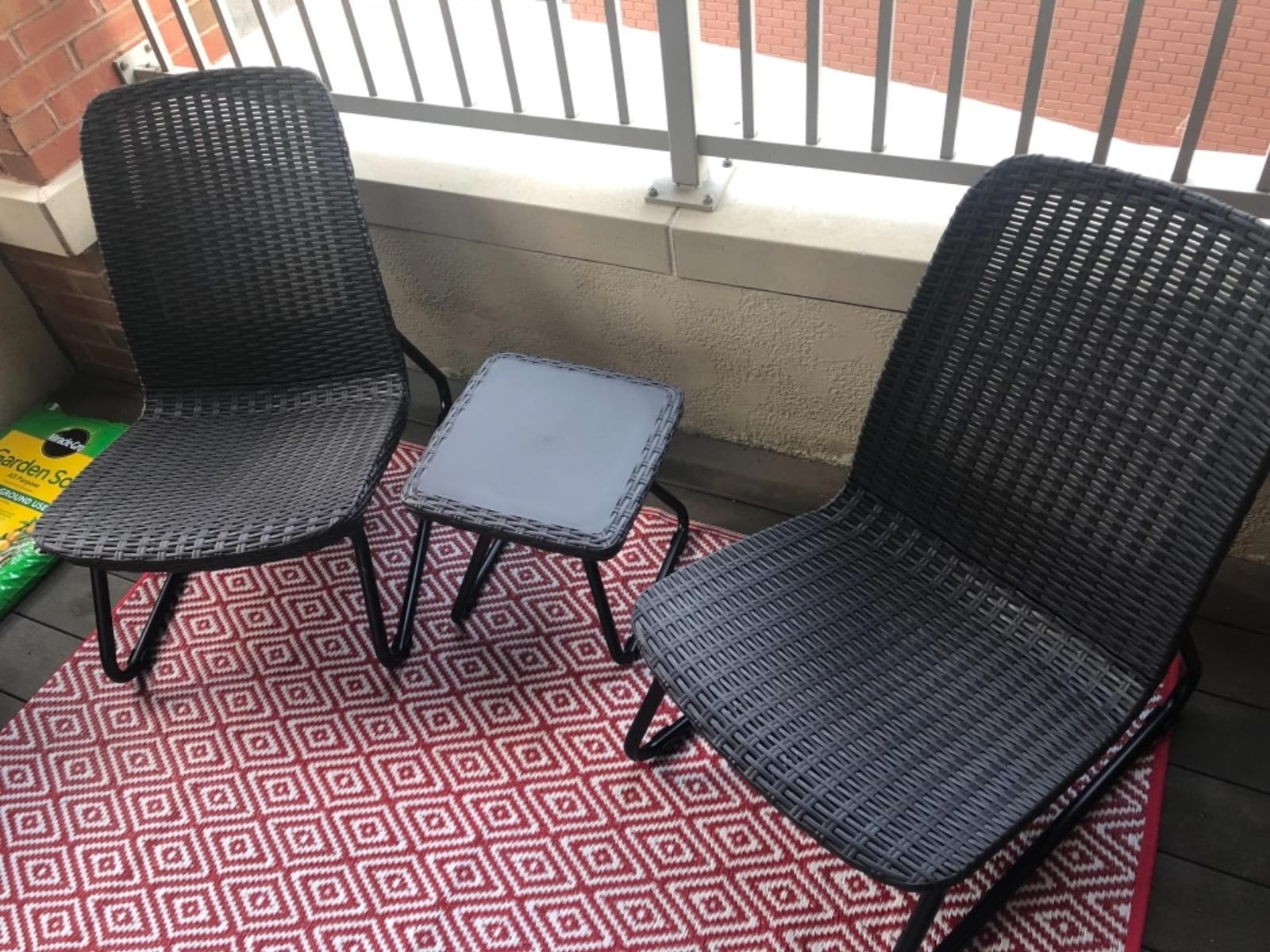 Keter Rio 3 Piece Resin Wicker Patio Furniture Set with Side Table and Outdoor Chairs for Front Porch and Backyard Decor, Dark Grey customer photo 2