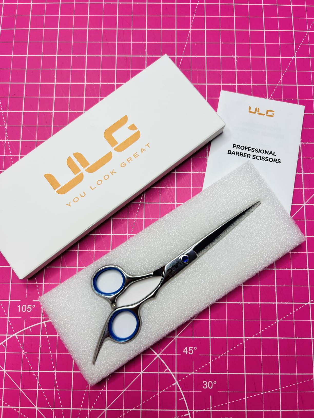 Hair Cutting Scissors, ULG Professional Hair Scissors 6.5 inch Right-Hand Razor Edge Barber Shears Salon Hair Cutting Shears Made of Japanese Stainless Steel, Hand Sharpened Blue customer photo 2