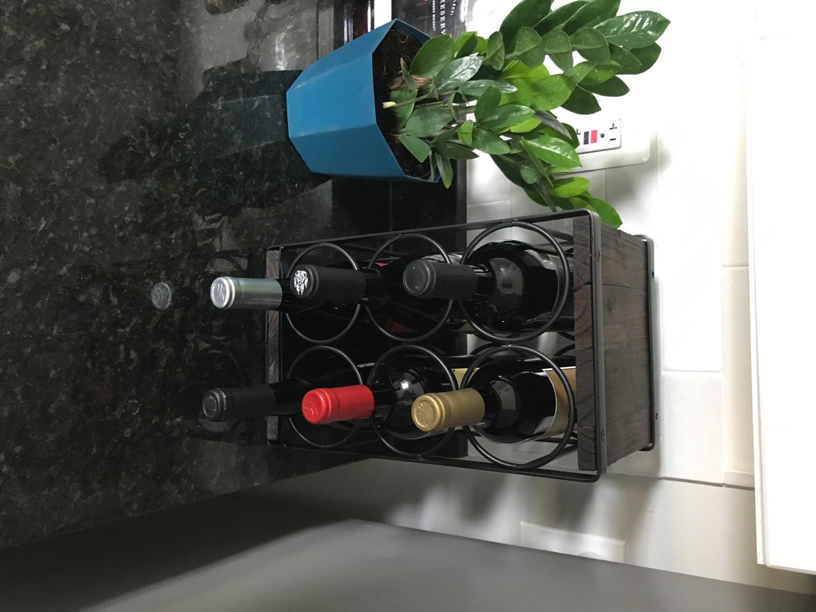 Rustic Wood Countertop Wine Rack 6 Bottles No Need Assembly Brown customer photo 1