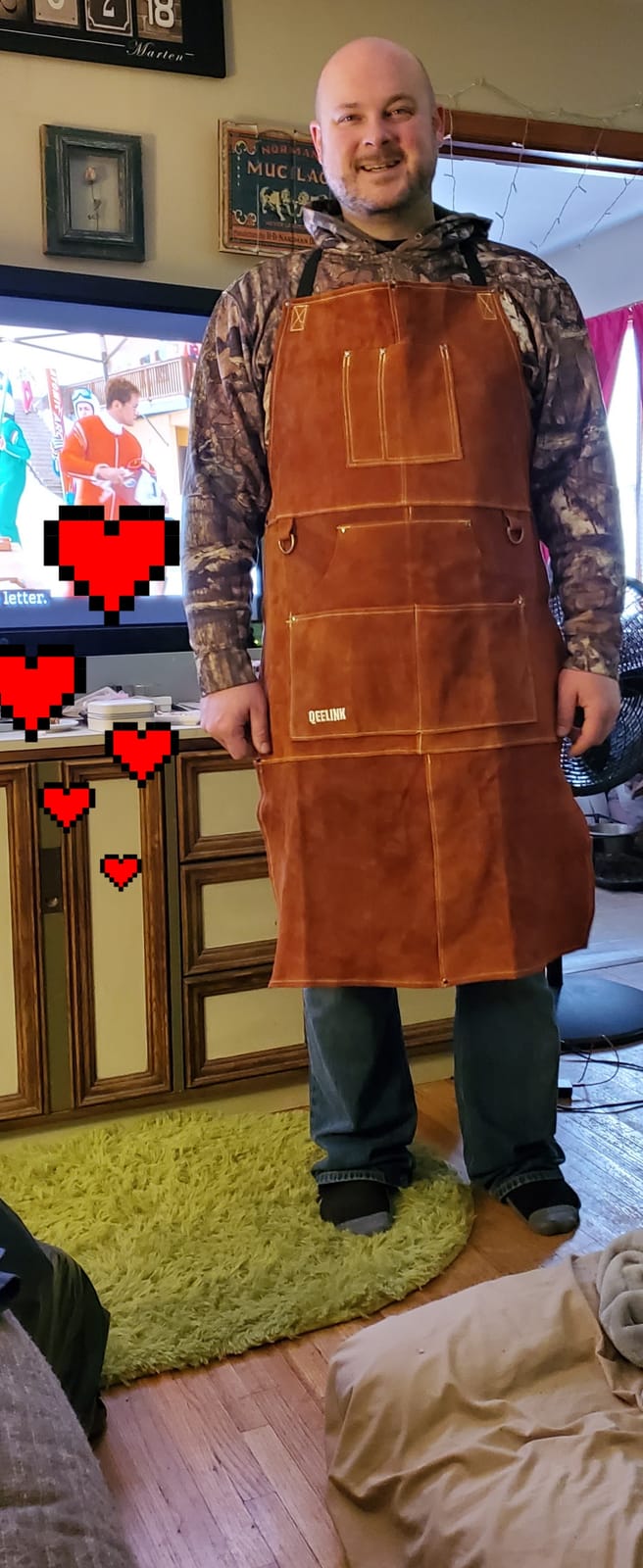 QeeLink Leather Welding Apron 6 Pockets Heat Flame Resistant for Blacksmith customer photo 1
