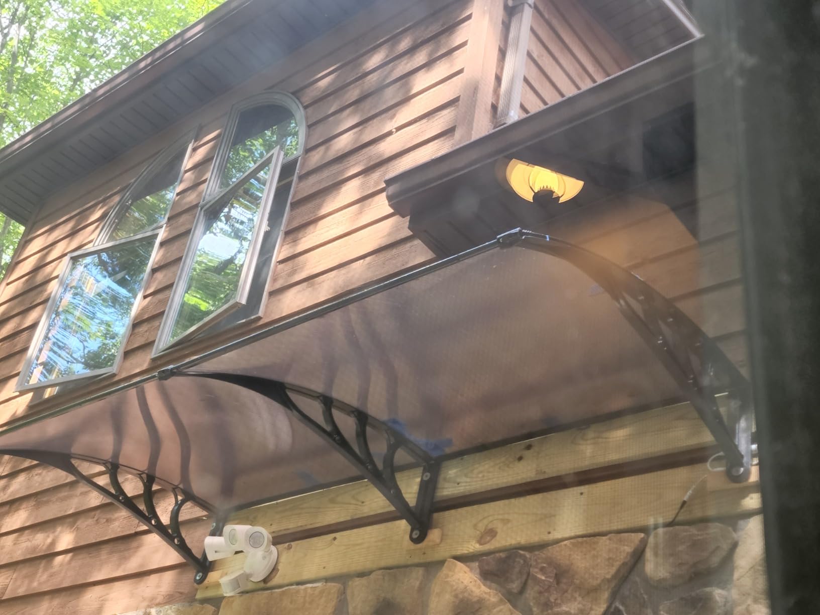 VIVOHOME Polycarbonate Window Door Awning Brown 38 Inch x 78 Inch customer photo 1