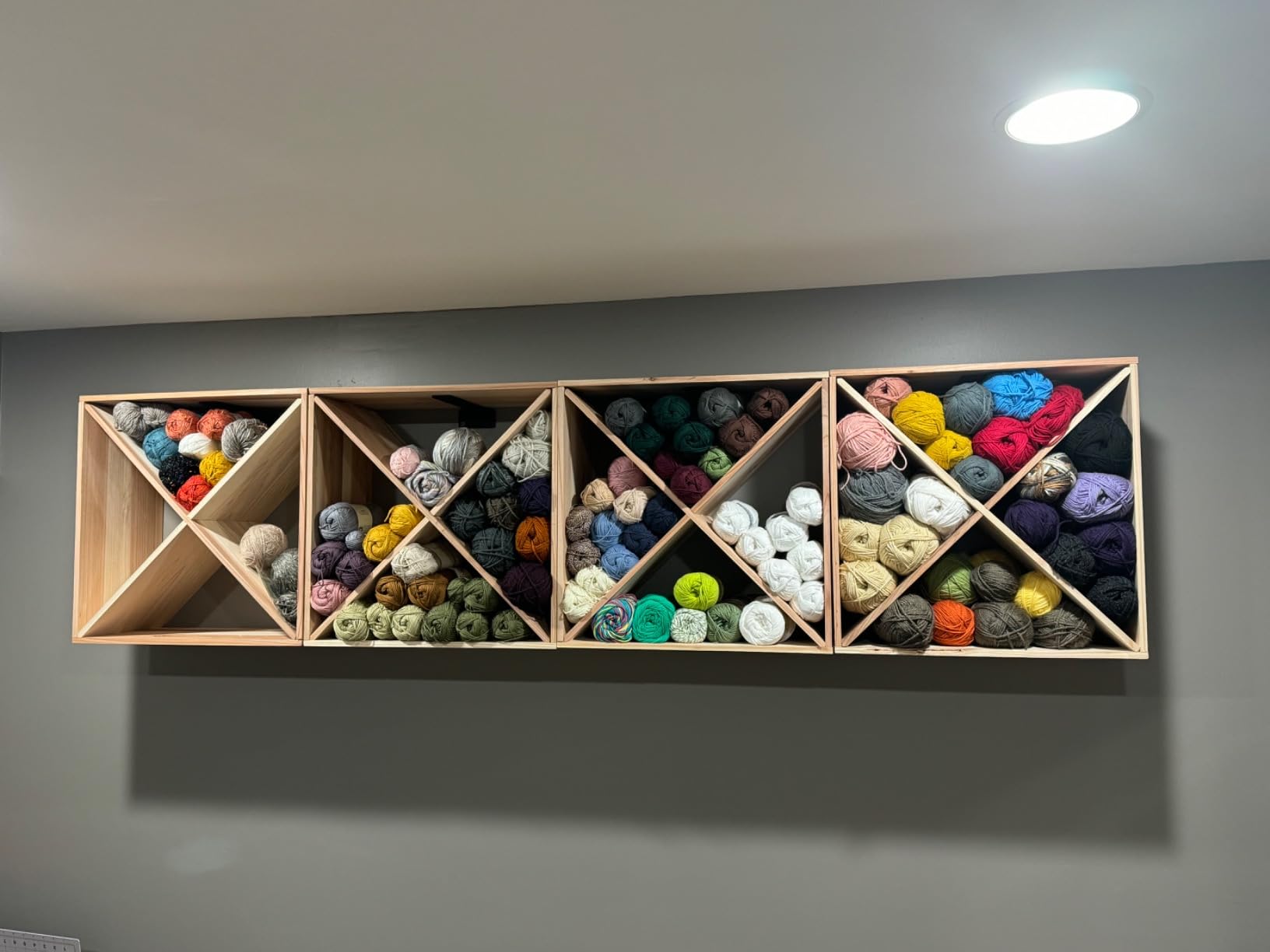 JAXPETY 24 Bottle Wine Rack Holder Compact Cellar Cube Bar Storage Kitchen Decor Wood Display Home,Natural customer photo 2