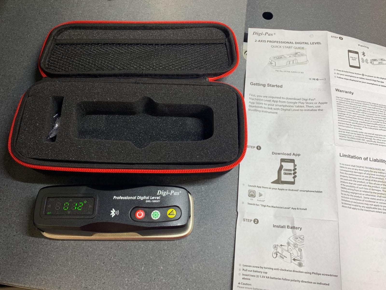 2-Axis Smart Master Precision Level DWL1500XY Bluetooth, 0.0002