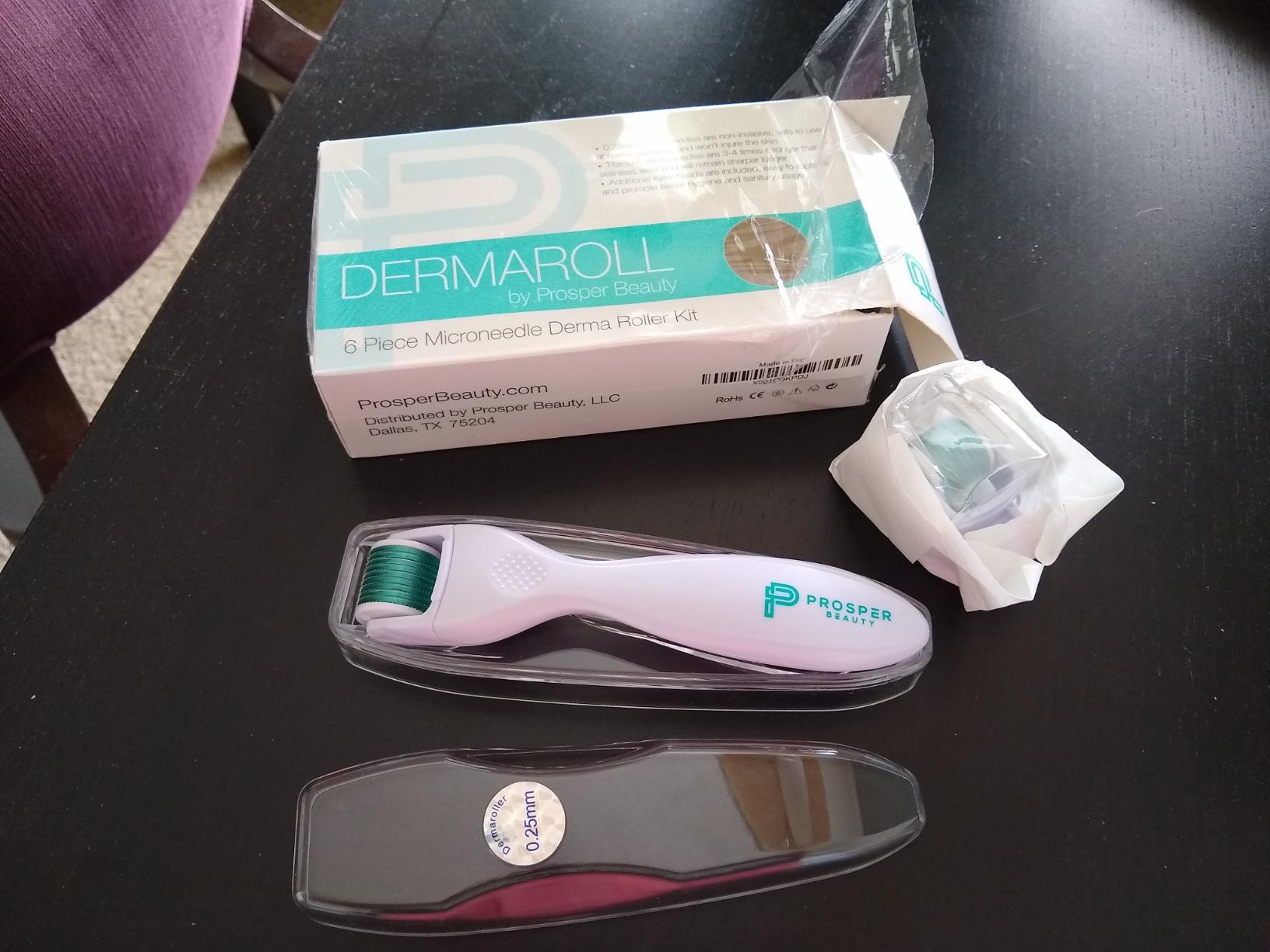 Derma Roller Microneedle 6 Piece Kit [DERMAROLL by Prosper Beauty] Face Roller with 4 Replaceable Heads Exfoliation Microdermabrasion Micro Derma Skin Care Tool Dermaplaning Microneedling customer photo 2