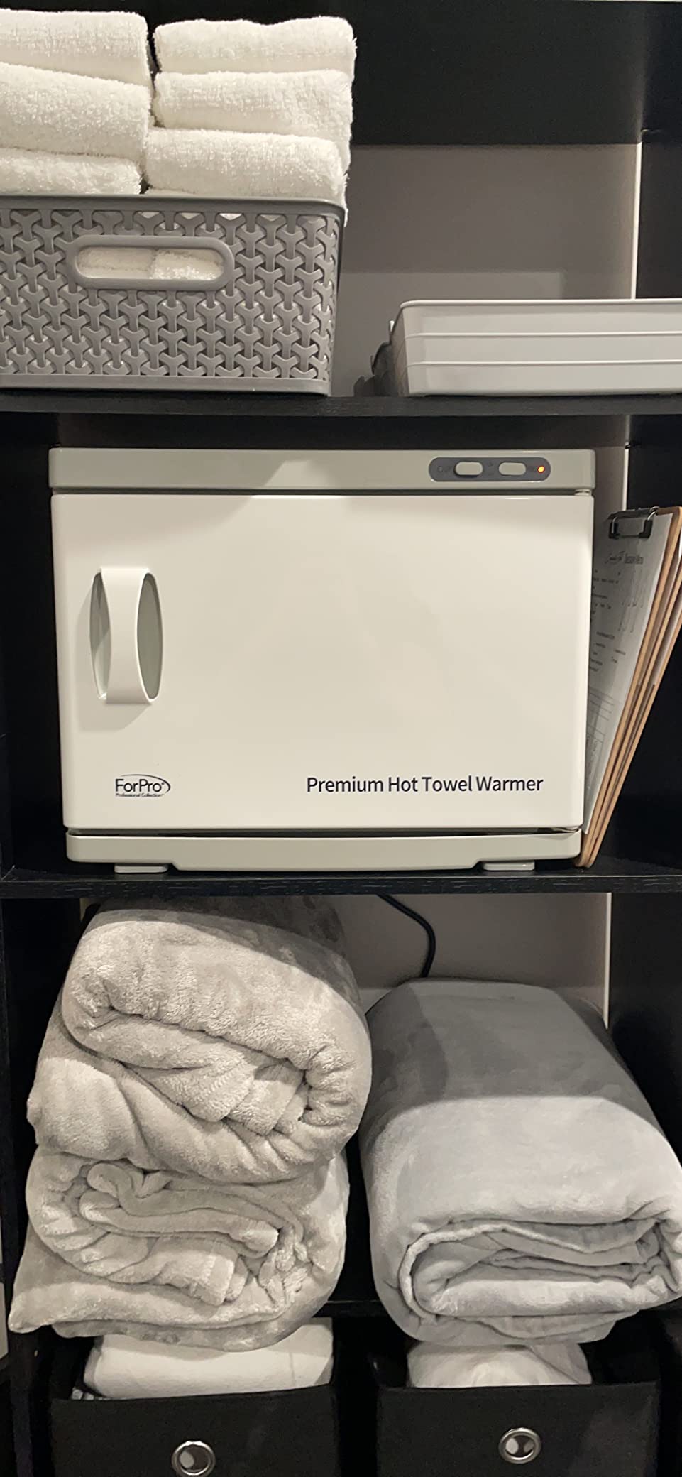 ForPro Professional Collection Premium Hot Towel Warmer, 23L Extra Large Capacity, Two Stainless Steel Racks, White customer photo 2
