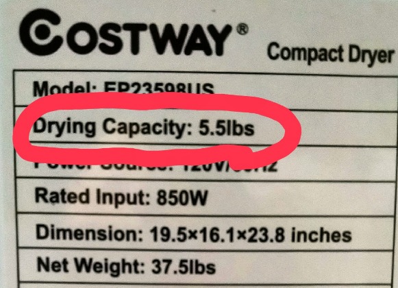 COSTWAY 1.5 cu. ft Electric Tumble Dryer, Portable Dryer w/ 4 Automatic Drying Modes, Compact Clothes Dryer w/ Stainless Steel Tub & Easy Control Panel, Apply for Apartments, Dorm, RVs, Sliver customer photo 1