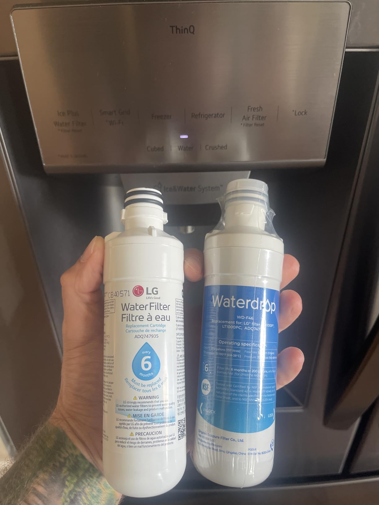 Waterdrop ADQ747935 Refrigerator Water Filter and Air Filter, 3 Combo | Replacement for LG LT1000PC, LT1000P/PCS ThinQ, LFXS26973S, LMXS28626S, LMWS27626S, LFXS28596S, ADQ74793501 and LT120F customer photo 2