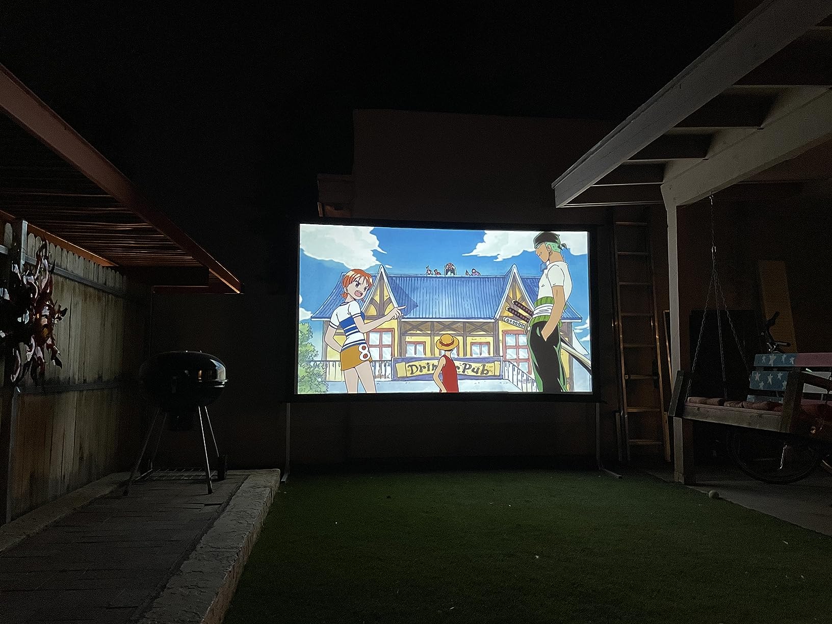 Projector Screen 135 inch,Projector Screen Outdoor with 3-Layers PVC | Anti-Light Polyester-Free Projection Screen,Sturdy Aluminum Frame,Easy Setup for 4K HD Meeting Room,Home,Backyard Movie Night customer photo 2