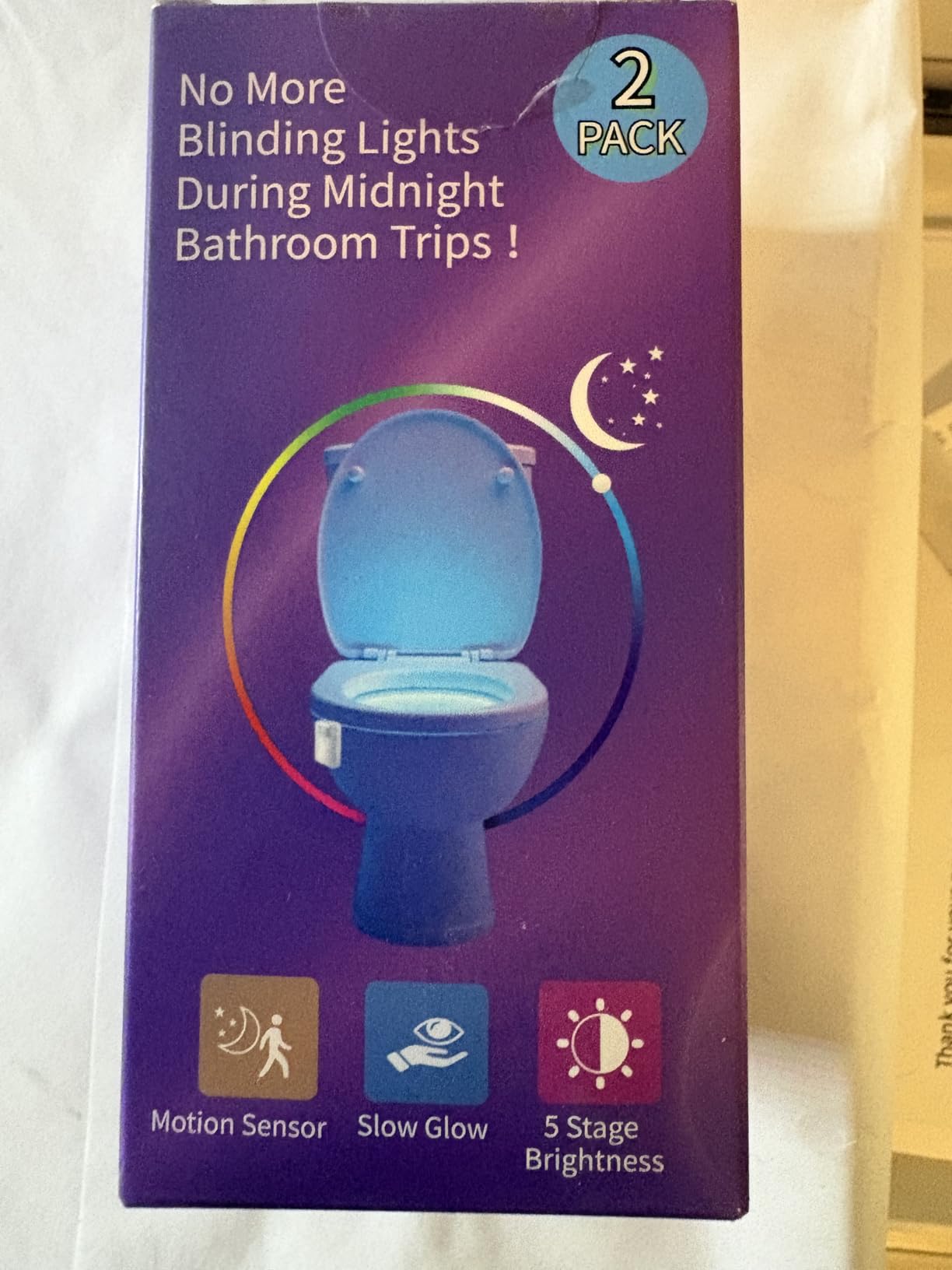 Chunace Toilet Bowl Night Light Motion Sensor 2 Pack, Funny Bathroom Stuff | 16-Color LED Night Light Motion Activated Inside Toilet Bowl, Useful Stuff for Kids & Seniors Safety, Cool Gadgets for Men customer photo 1