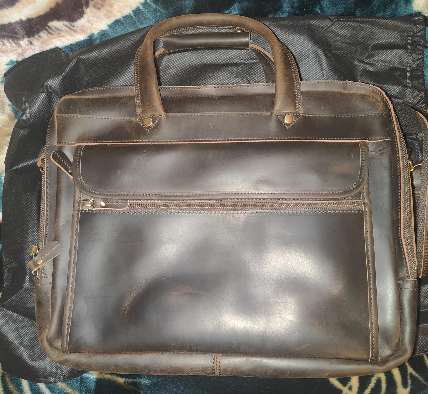 Augus Leather Briefcase for Men, 15.6 Inch Laptop Business Travel Bag customer photo 1