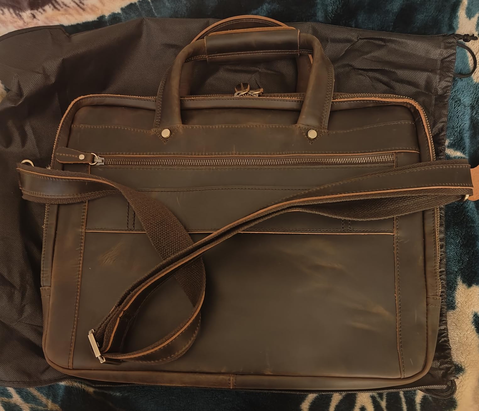 Augus Leather Briefcase for Men, 15.6 Inch Laptop Business Travel Bag customer photo 2