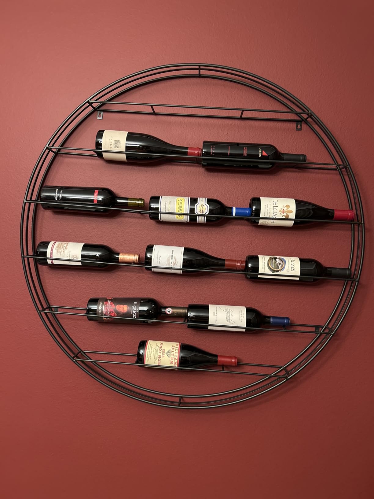 MyGift 4-Bottle Rustic Brown Wood Wine Rack for Countertop - Brushed Country Rustic Style, Compact Storage for Kitchen, Bar, Dining Room (Holds 750ml Bottles) customer photo 1