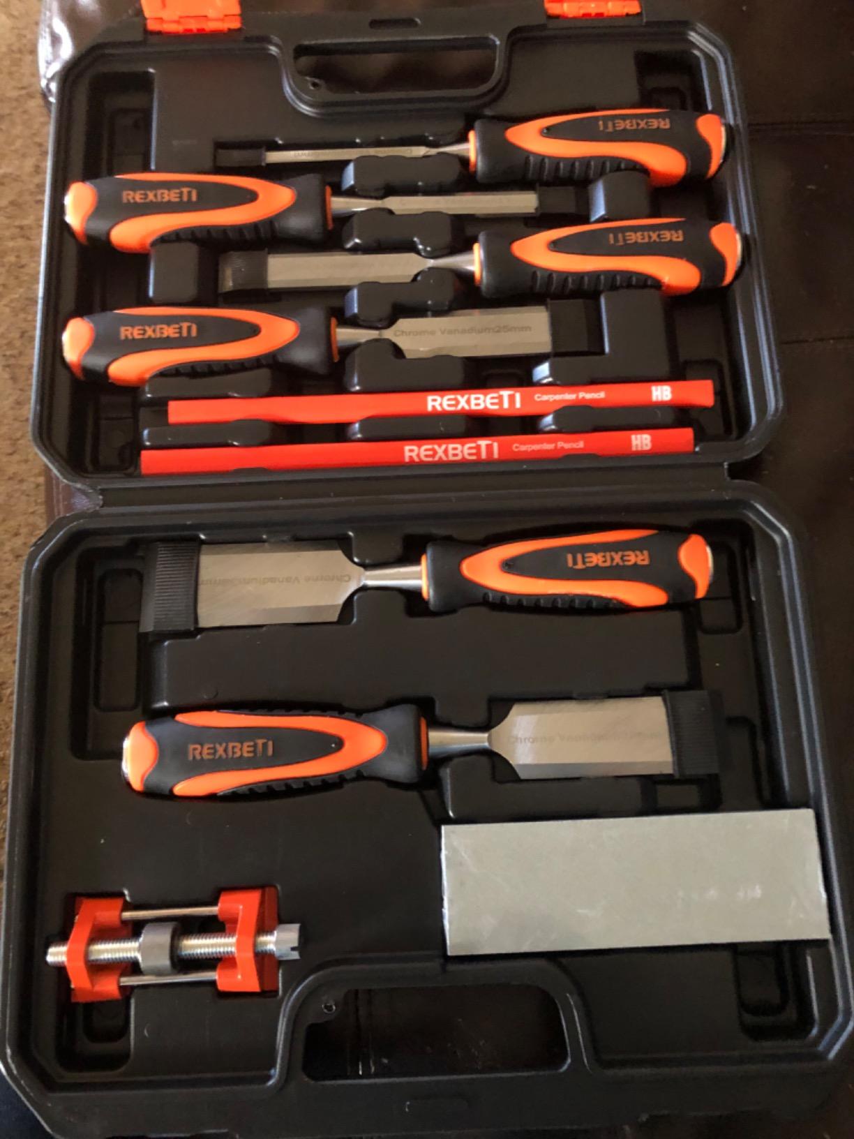 REXBETI 10pcs Wood Chisel Set, Heat-Treated Cr-V Alloy Blades Chisel Set customer photo 1
