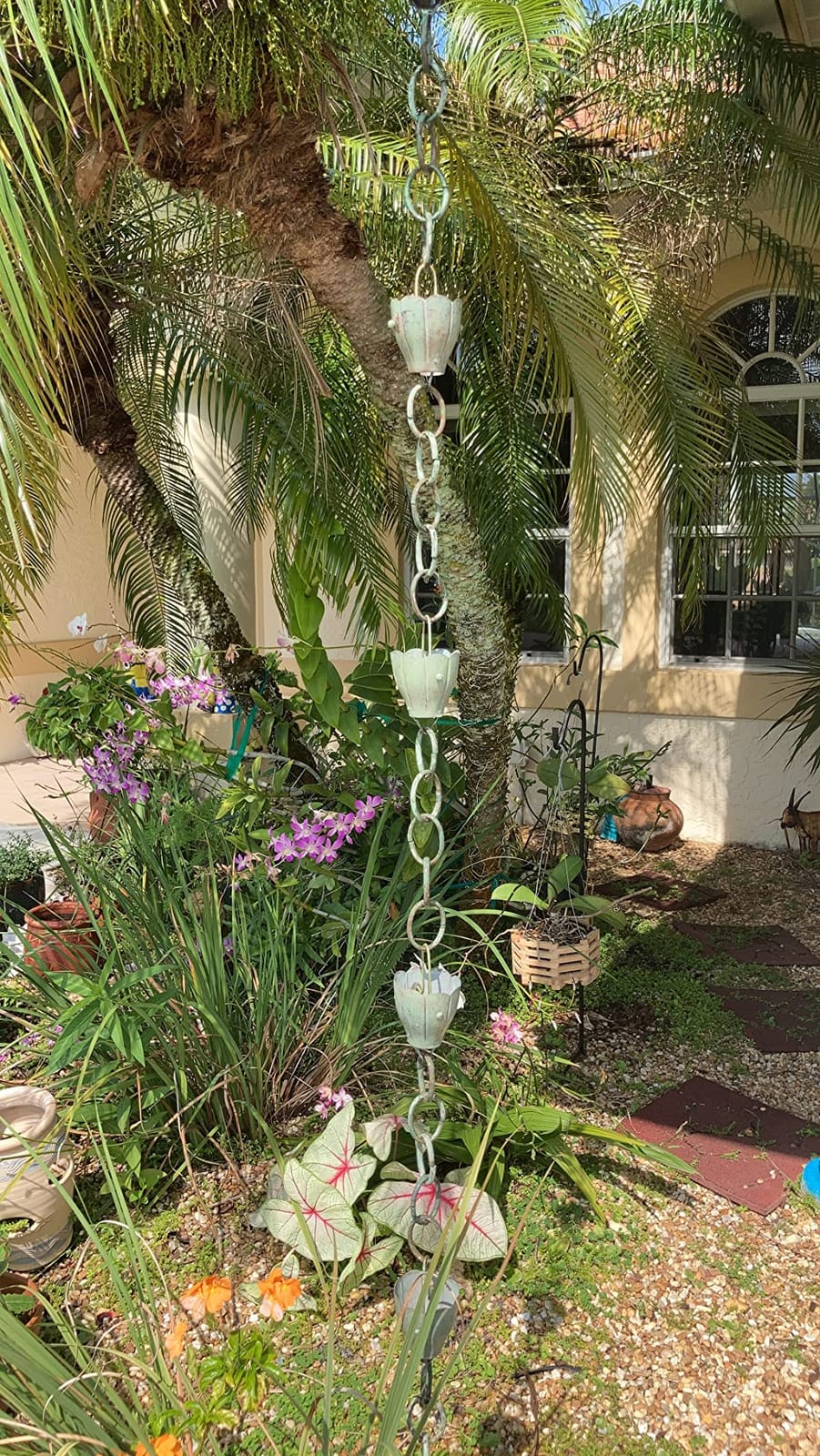 Good Directions 491V1-8 Crocus Rain Chain 8-1/2 Feet Long, Large Cups, 100% Blue Verde Pure Copper customer photo 2