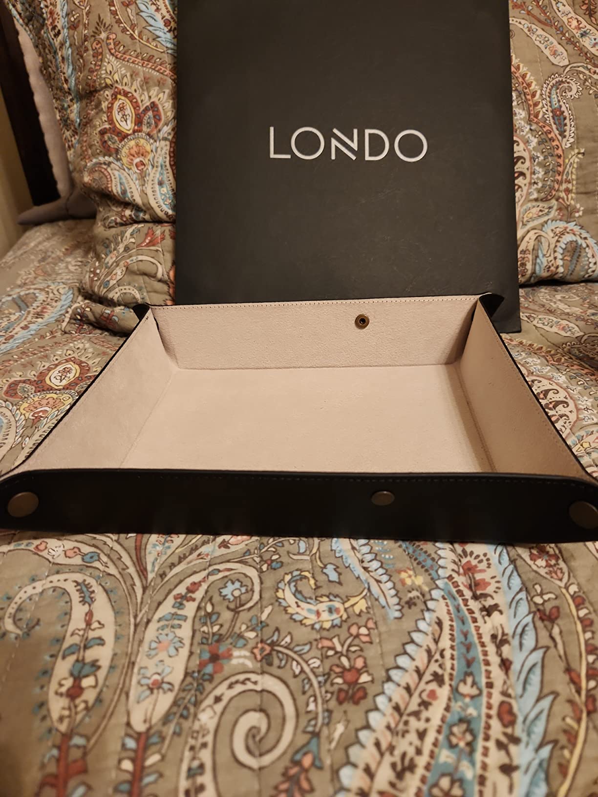 Londo Genuine Leather Tray Organizer - Practical Lightweight Water Resistant Computer Table Desk Storage Box for Wallets, Watches, Keys, Coins, Cell Phones and Office Equipment customer photo 2