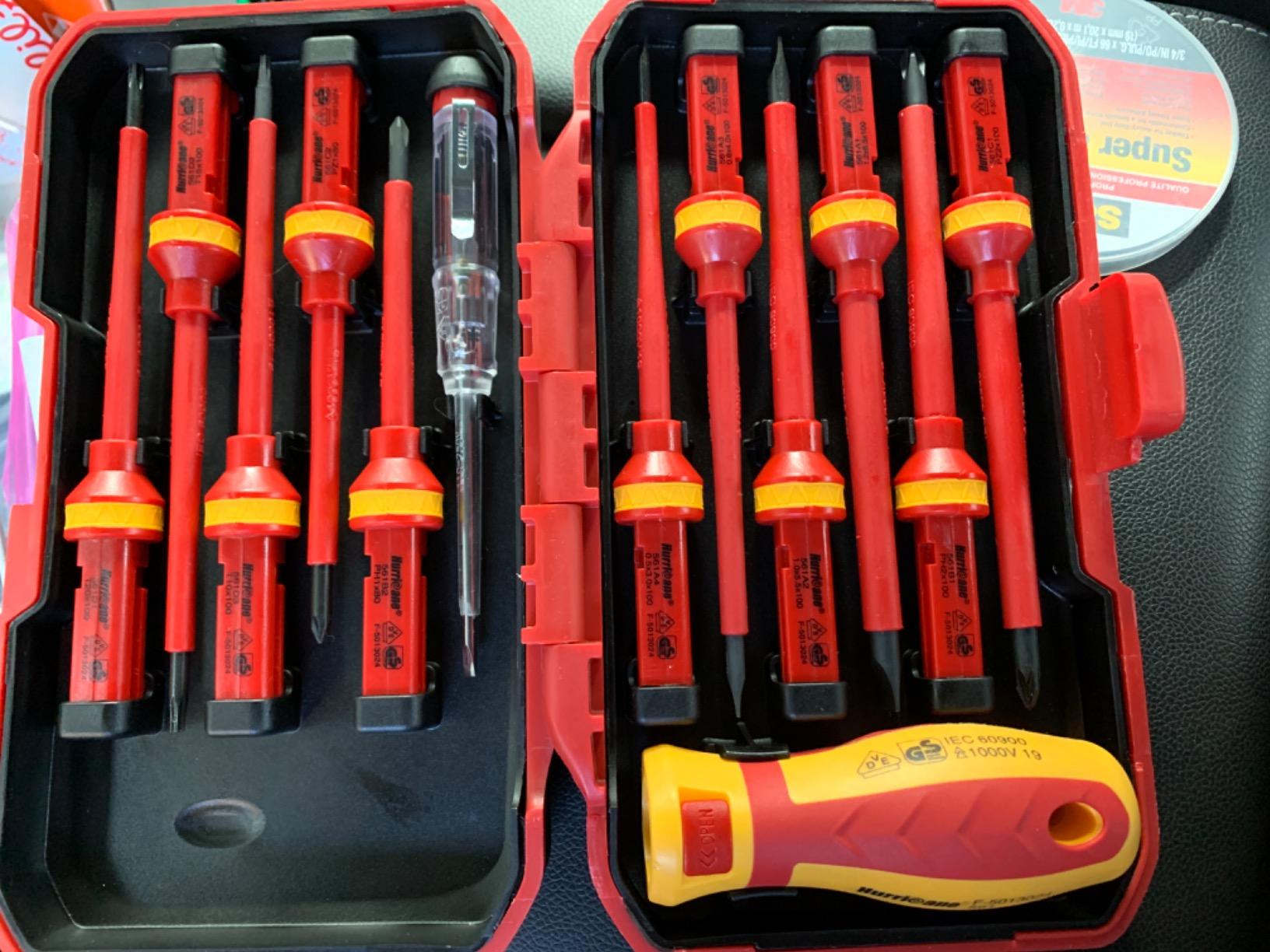 HURRICANE 1000V Insulated Electrician Screwdriver Set, 13 Piece Professional Electrical Screwdriver Set, CR-V Steel Magnetic Phillips Slotted Pozidriv Torx, Insulation VDE & GS Certified Screwdriver customer photo 2