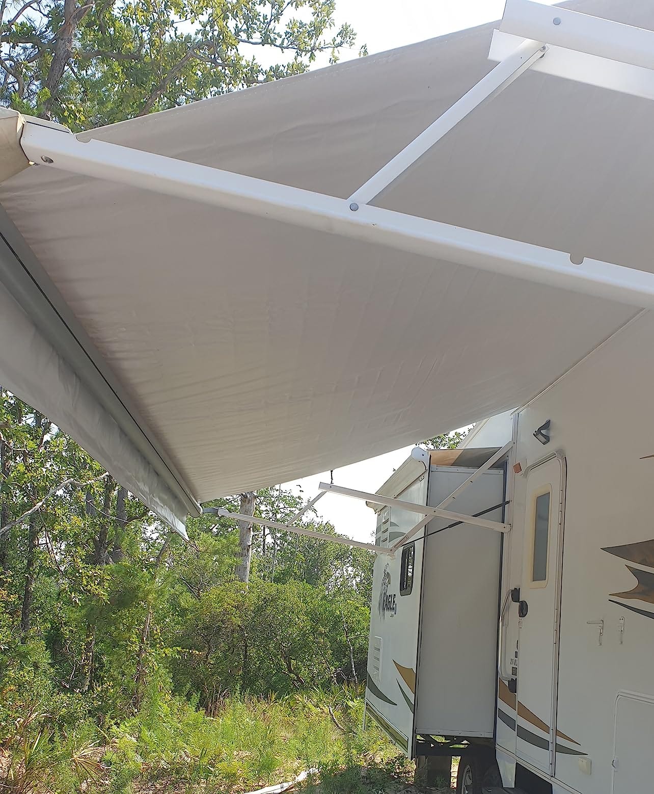 ShadePro - RV Awning Fabric Replacement - Premium Grade Weatherproof Vinyl - Universal Outdoor Canopy for Camper, Trailer, and Motorhome Awnings - Charcoal Fade - 14' (Fabric 13' 2