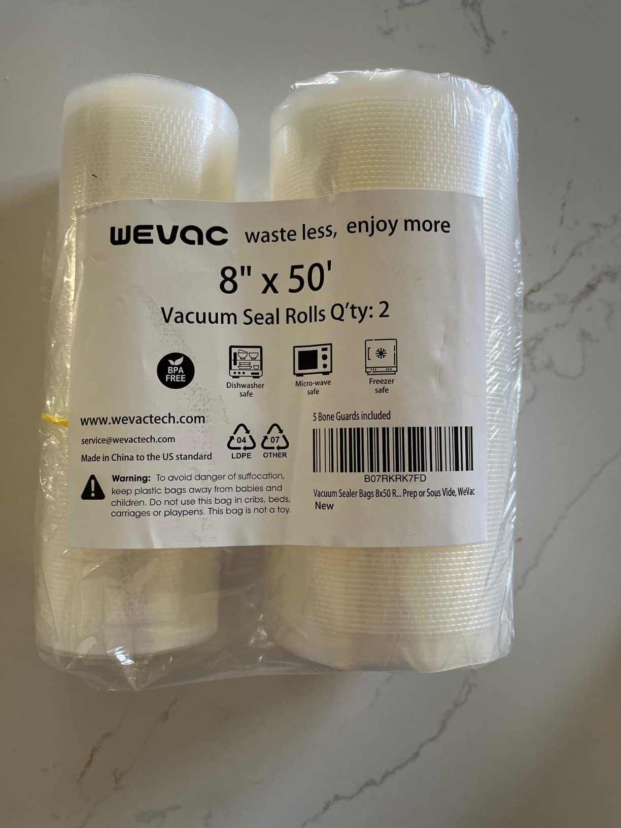 Wevac Vacuum Sealer Bags for Food 8x50 2 Rolls, Fit Food Saver Machines | Sous vide, Freezer Safe, BPA-free, Commercial Grade, Heavy Duty Vacuum Sael Bags for All Sealer Machines, Meal Prep Meat Fish customer photo 1