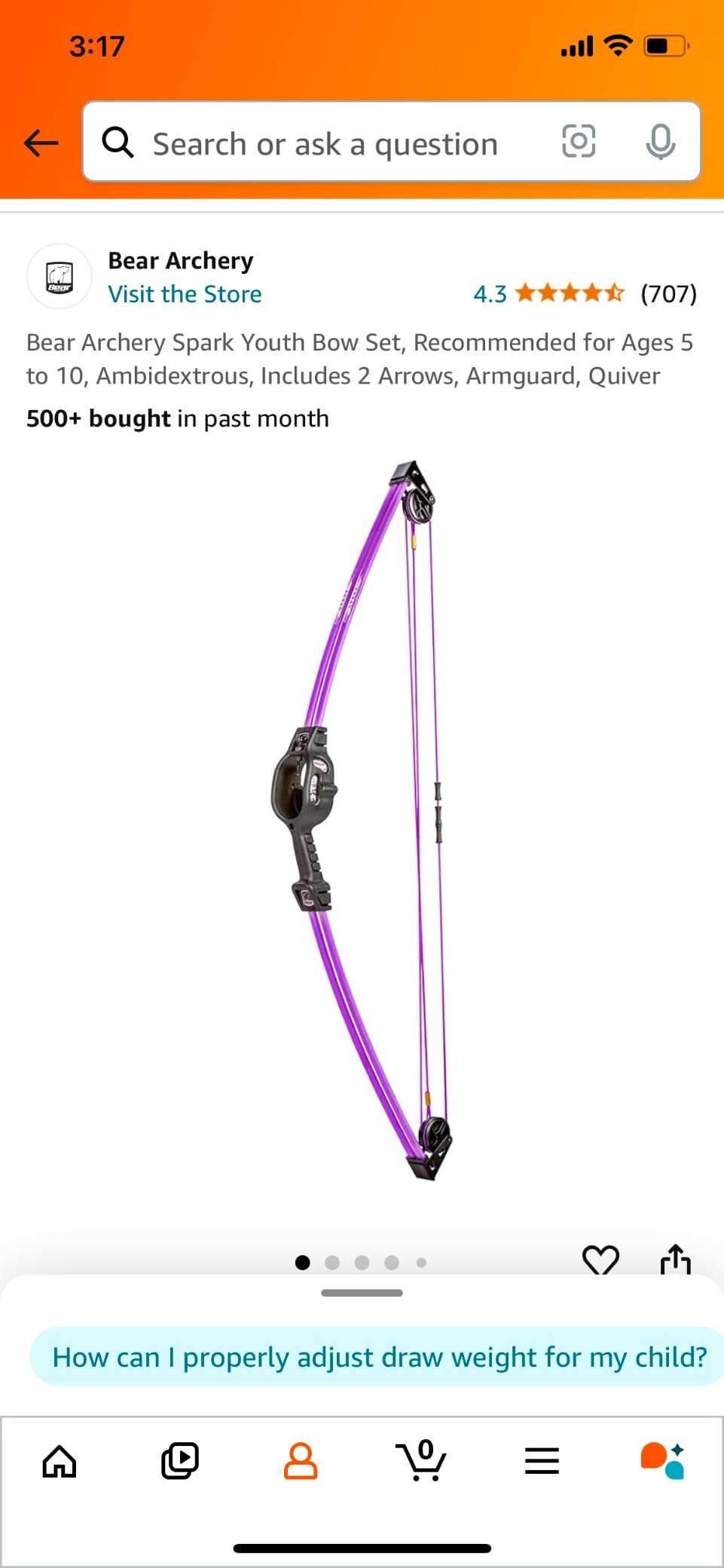 Bear Archery Spark Youth Bow Set, Recommended for Ages 5 to 10, Ambidextrous, Includes 2 Arrows, Armguard, Quiver customer photo 1