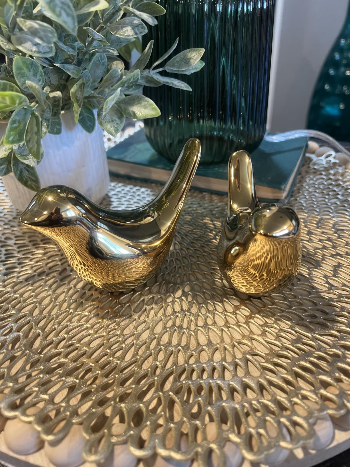 FANTESTICRYAN Small Birds Statues Home Decor, Modern Style, Gold, M&L customer photo 1