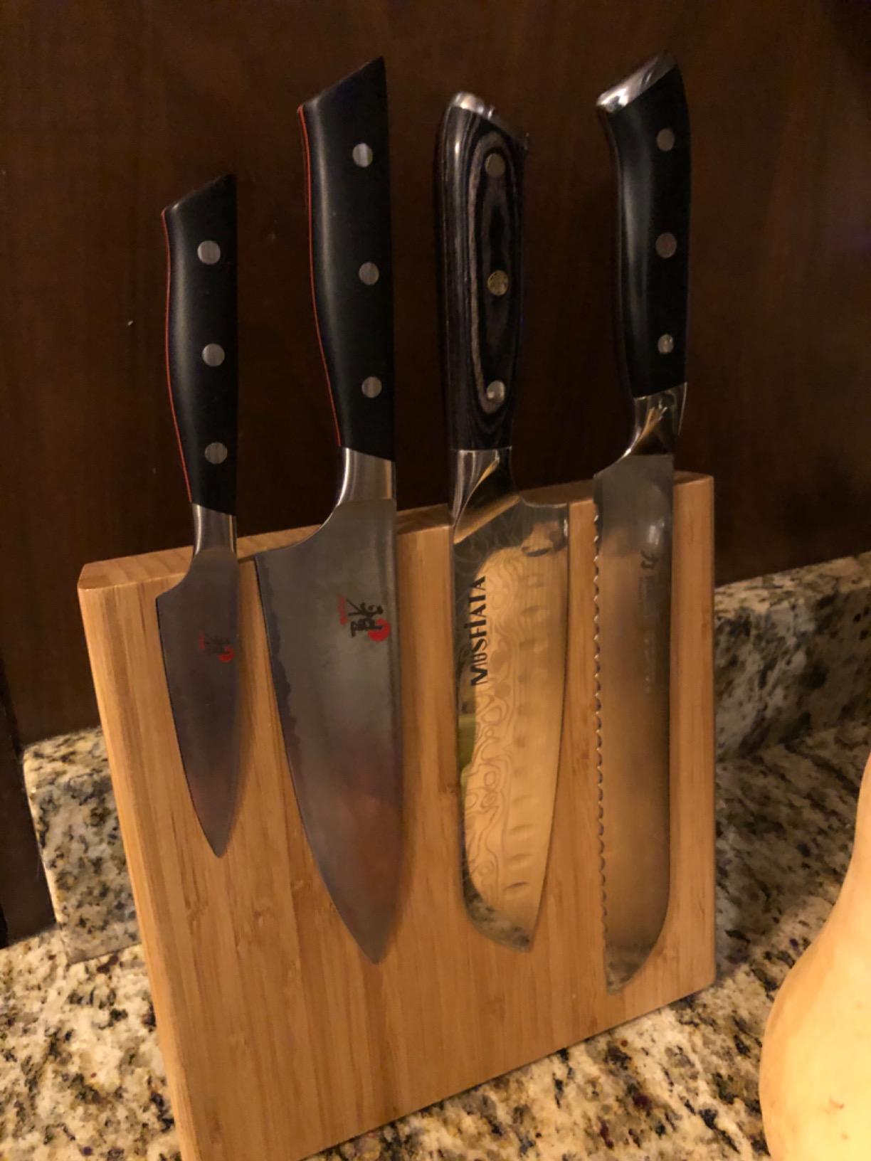 MOSFiATA Santoku Knife- 7 Inch Vegetable Knife Ultra Sharp Chopping Knife- Forged EN.4116 German Steel- Including Sheath,Finger Guard,Knife Sharpener,Full Tang,Best Gifts with Handmade Gift Box customer photo 1